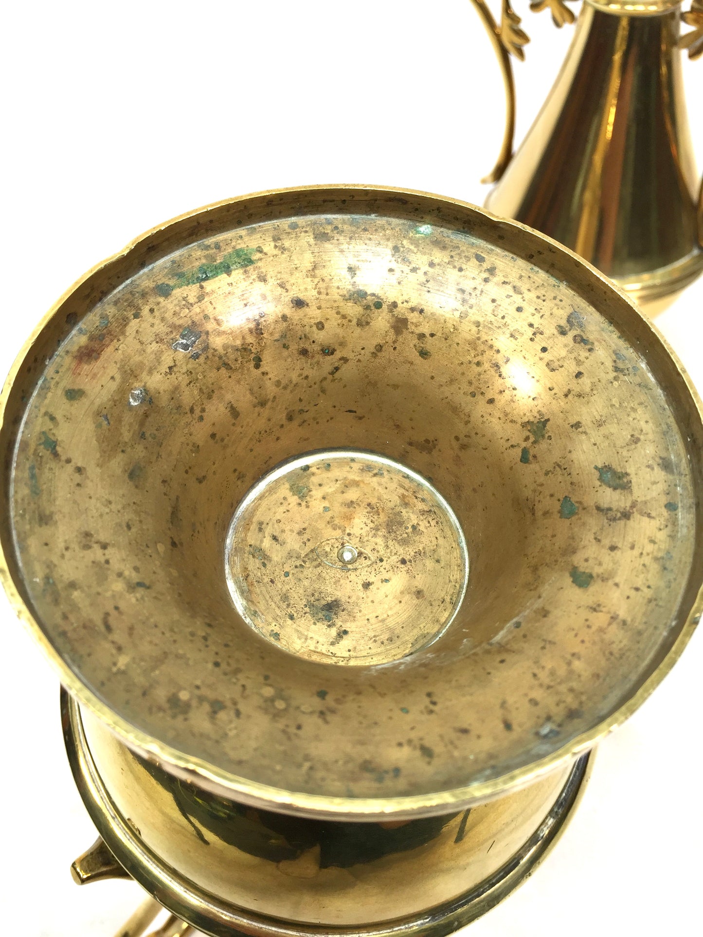 Antique Pair of Brass Ornate Ecclesiastical Vases / Urns Church Used c.1890