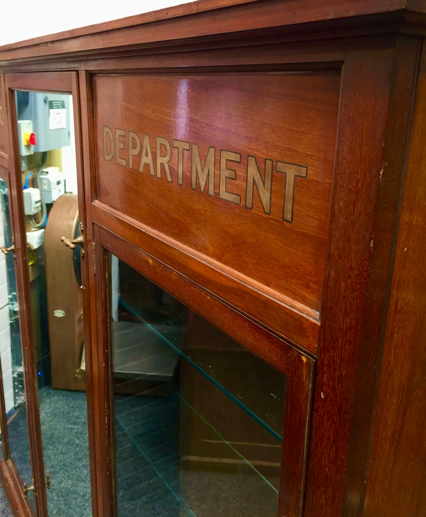 Antique Wooden & Glazed Large Apothecary Chemists Shop Dispensing Cabinet c.1930