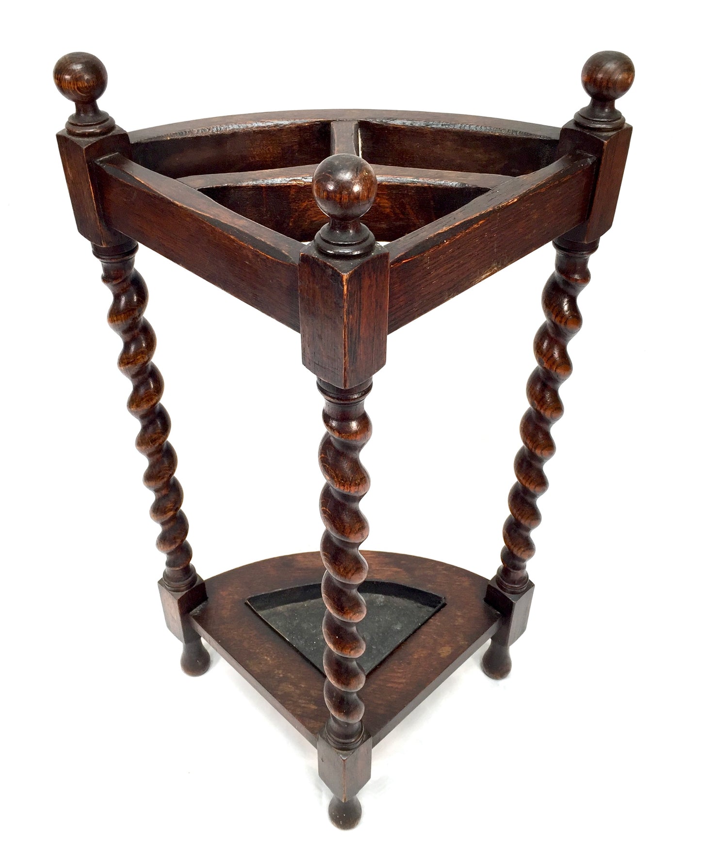 Antique Arts & Crafts Country House Oak Wooden Corner Stick Umbrella Stand c1930