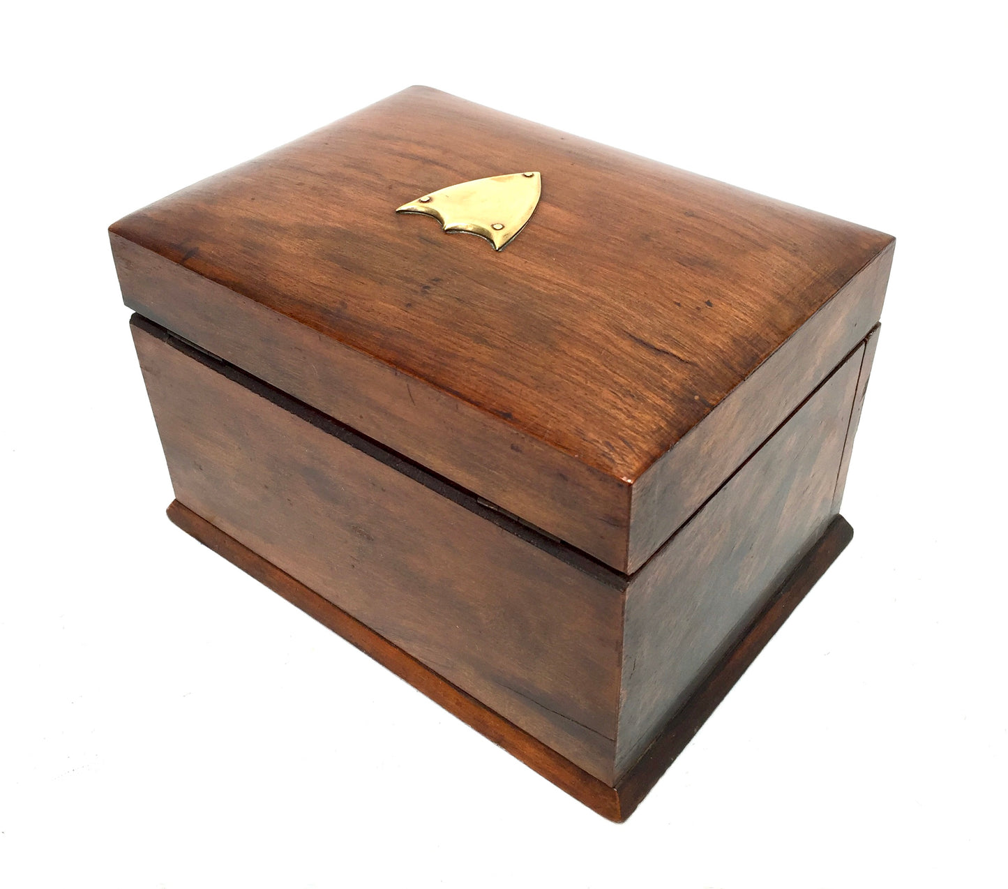 Antique 20th Century Wooden Walnut & Glazed Jewellery Trinket Storage Box c.1910