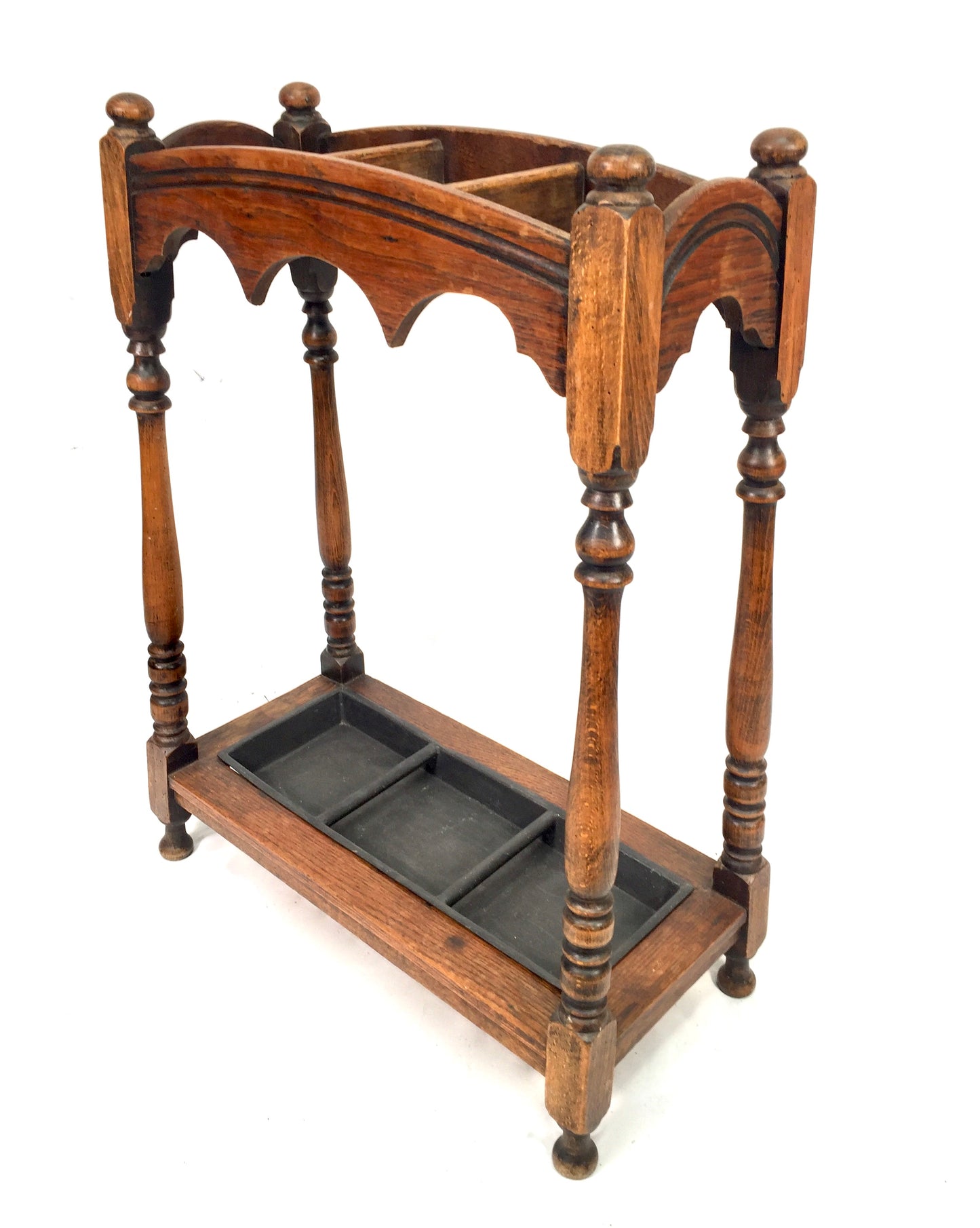 Antique Entrance Hall Arts & Crafts Oak Wooden Stick / Umbrella Stand c.1930