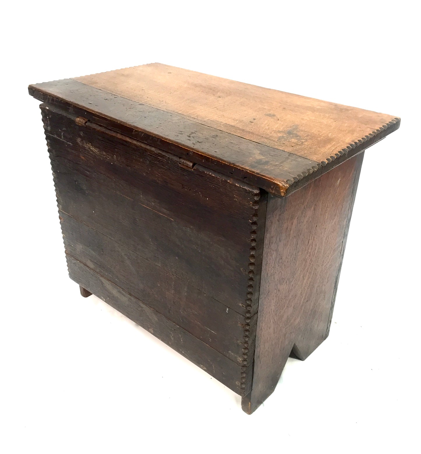 Antique Arts & Crafts Hand Carved Wooden Oak Trunk Box Coffer / Log Coal Storage