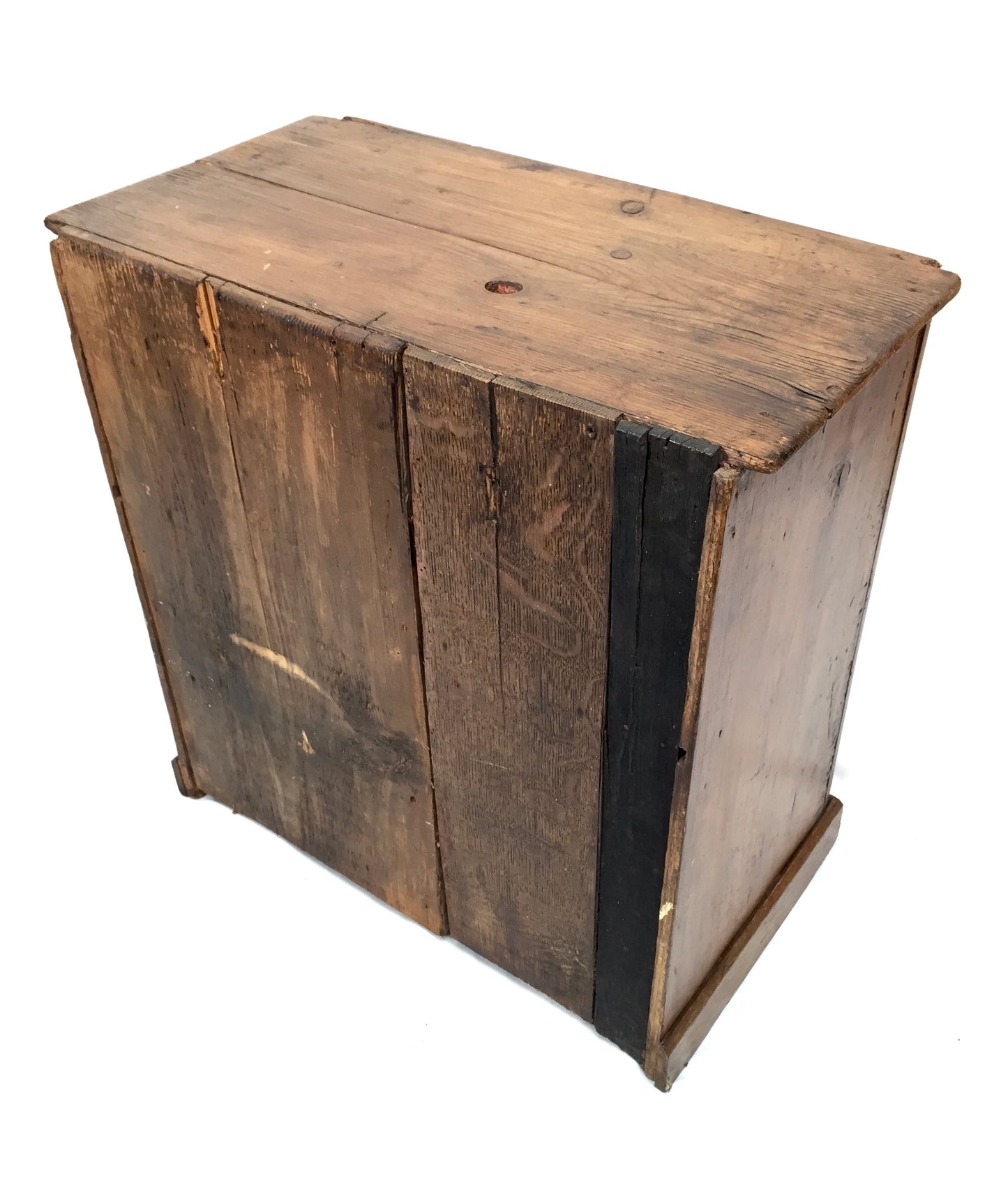 Antique French Wooden Pine & Glass Fronted Display Cabinet / Storage Box c.1900