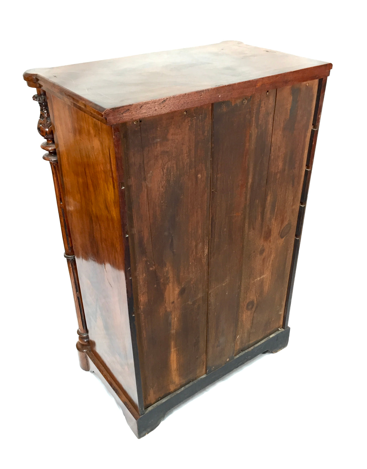 Antique Victorian Burr Walnut Inlaid Music Sheet Display Cabinet with Key c.1880