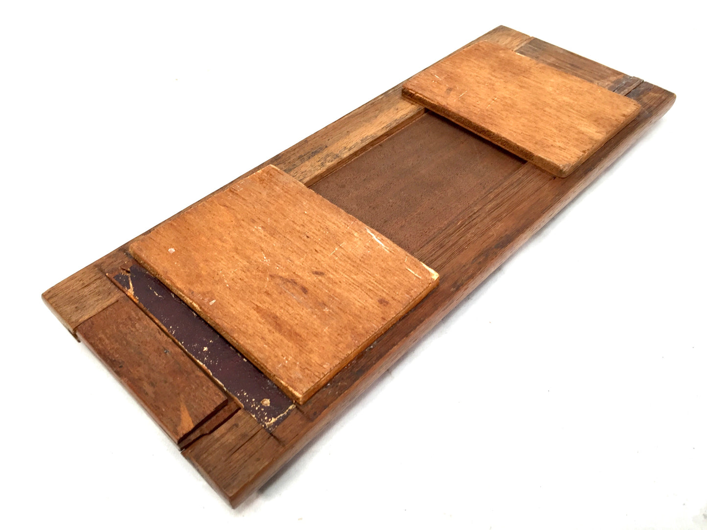 Antique Wooden & Brass Art Nouveau Tabletop Book Slide Display Stand Shelf c1900