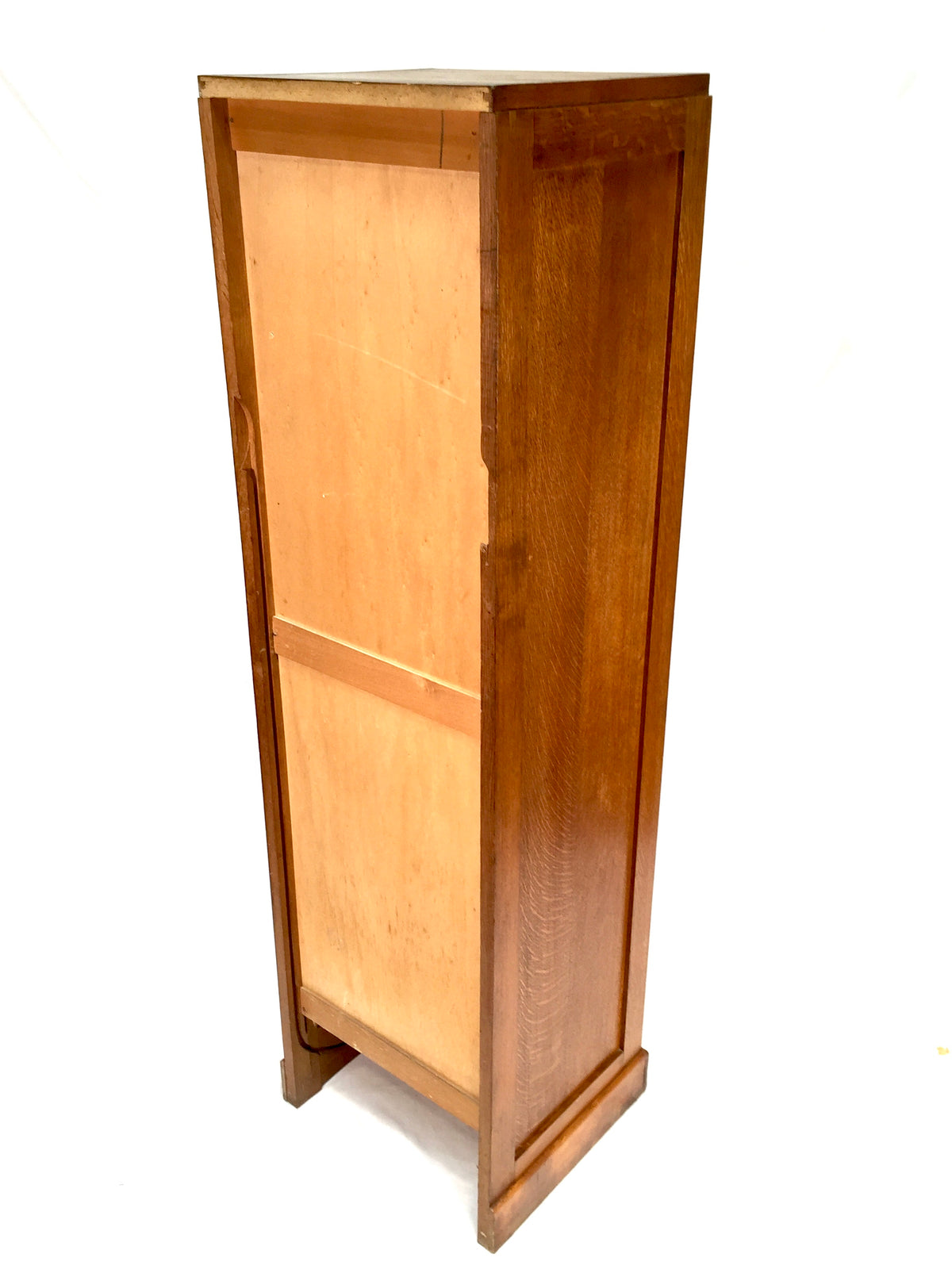 Antique Wooden Oak Tambour Fronted Office Paper Filing Cabinet Drawers with Key