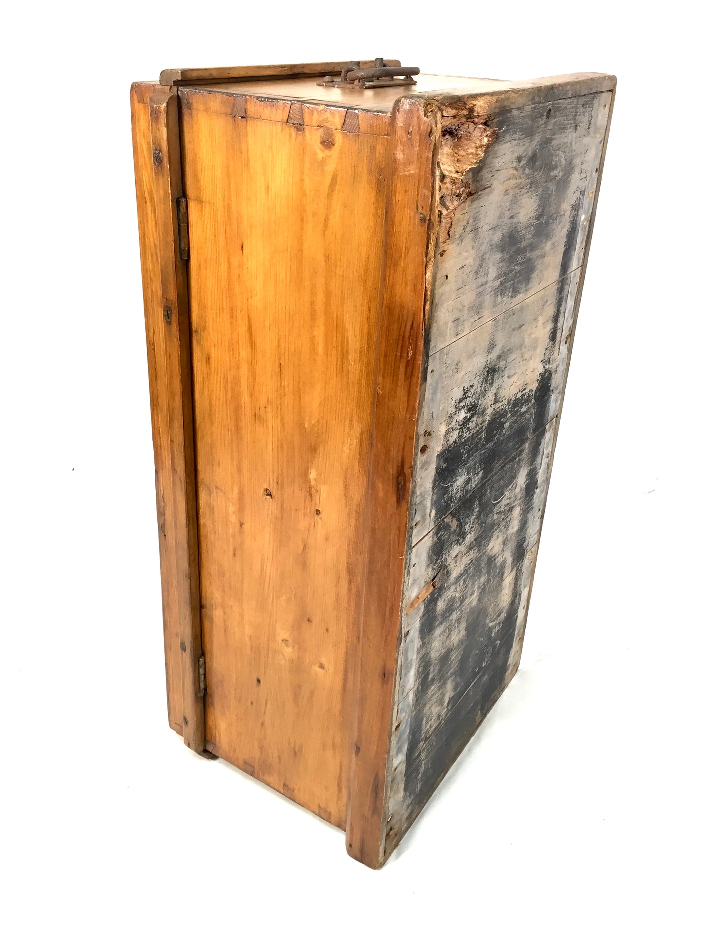 Antique Wooden Pine Storage Trunk / Blanket Box Coffer with Key Victorian c1870