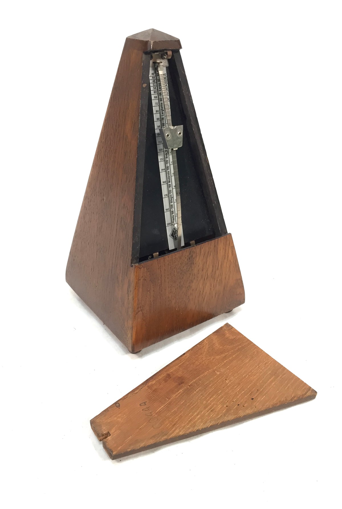 Antique Working System Wittner Pyramid Metronome Germany / Wooden Music Timer