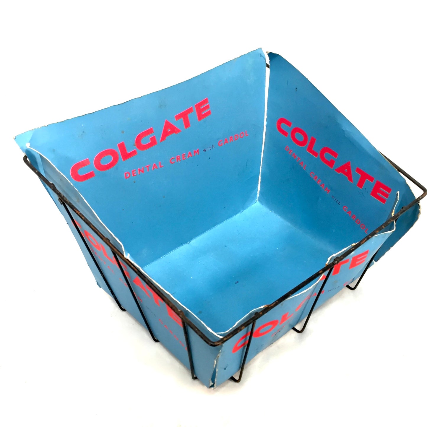 Vintage Advertising Shop Counter Display Stand Colgate Dental Cream Basket 1950s