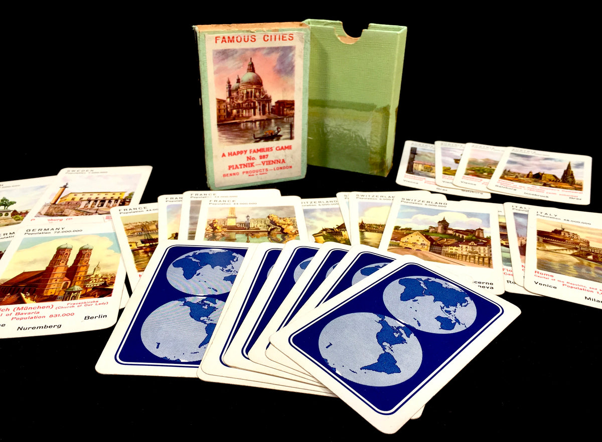 Antique Piatnik Vienna No. 287 Famous Cities Happy Families Card Game Complete