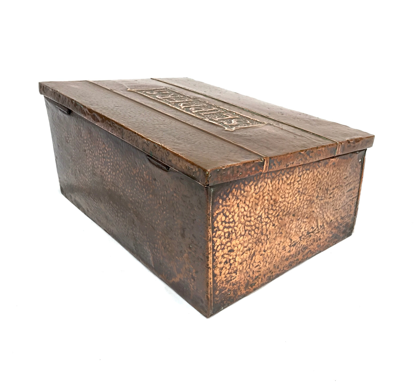 Antique Arts & Crafts Copper Slipper Box / Fireside Storage Container Box c.1910