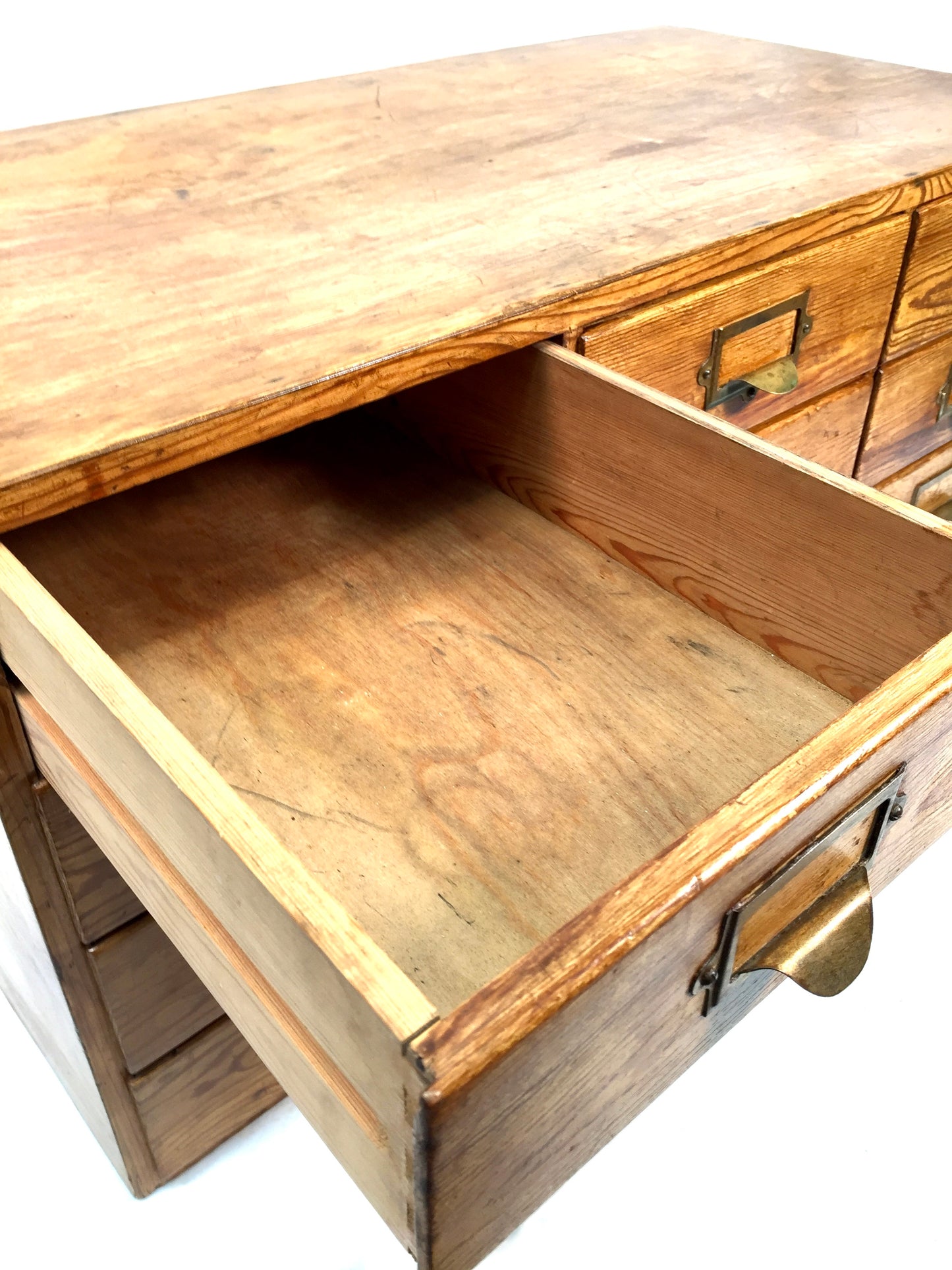 Antique Wooden Large Tabletop Filing Cabinet Drawers / Storage Box 20th Century