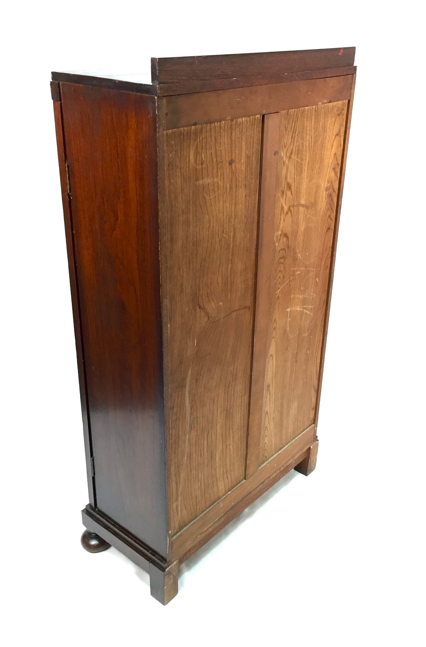 Antique Wooden Oak & Glazed Fronted Bookcase Cabinet Shelf with Key c.1930
