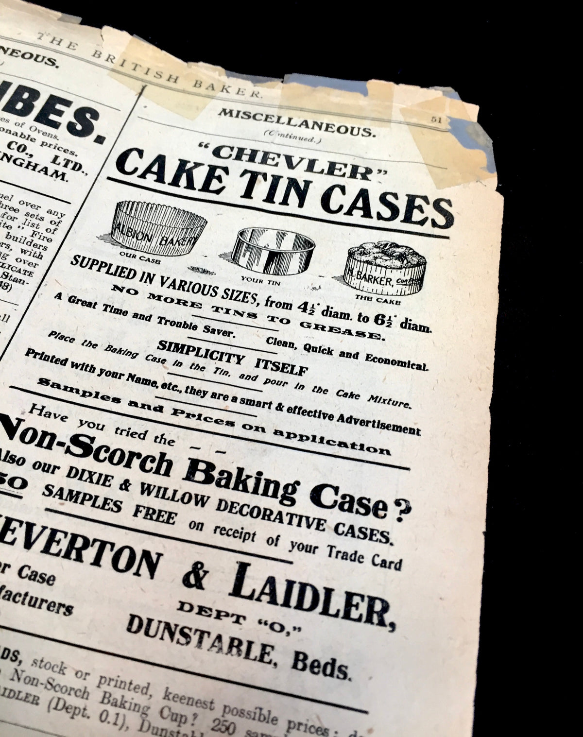Antique Advertising The British Baker Trade Newspaper London 29th February 1924