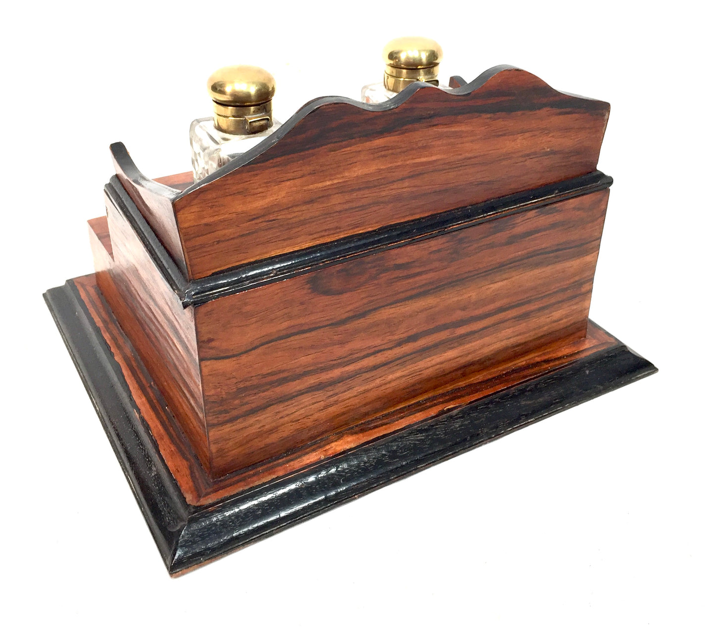 Antique Victorian Wooden Desktop Writing Inkstand / Stationery Letter Rack