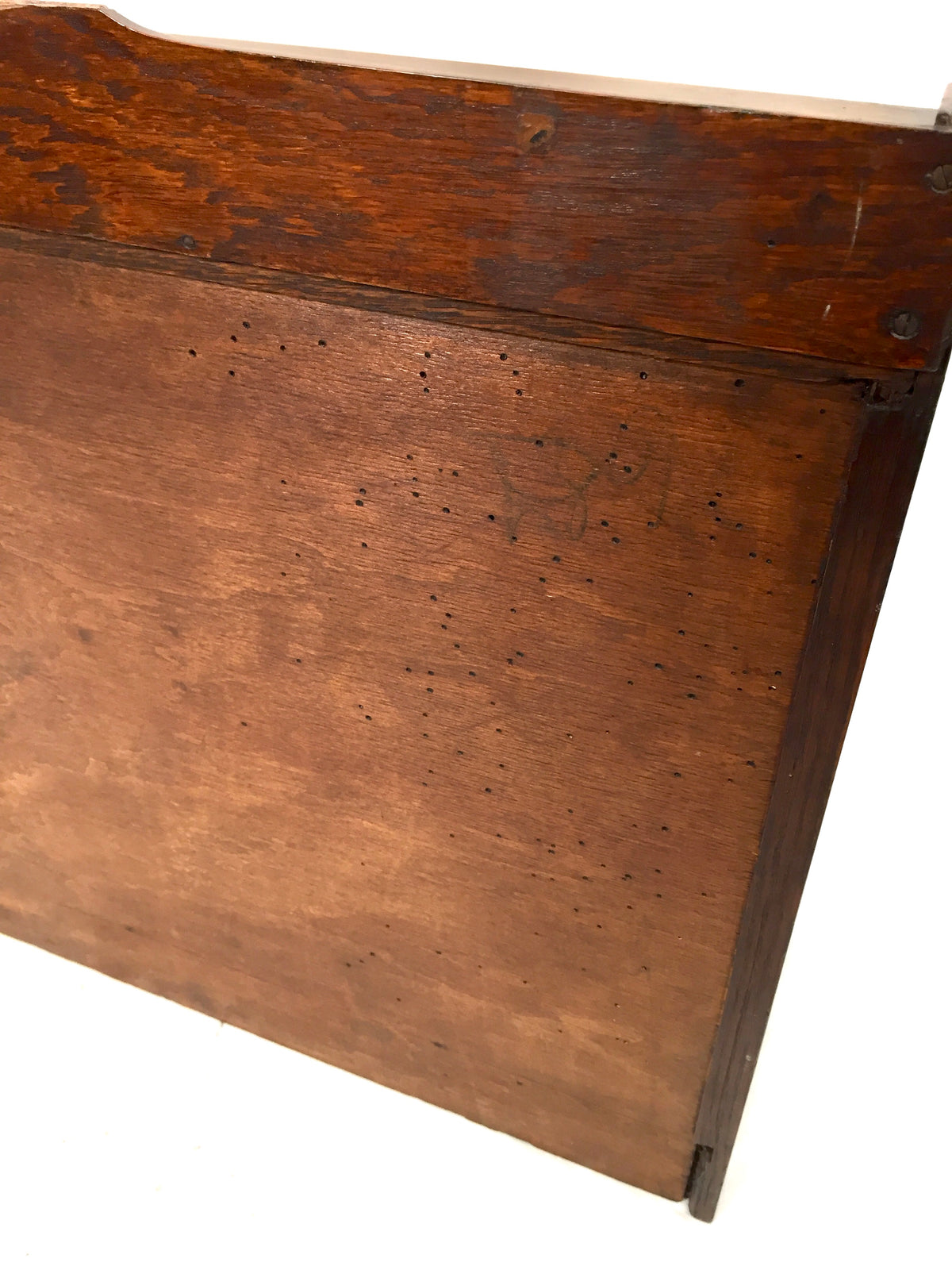Antique Wooden Large Stationery Cabinet Storage Box Desk Organiser & Key c.1920