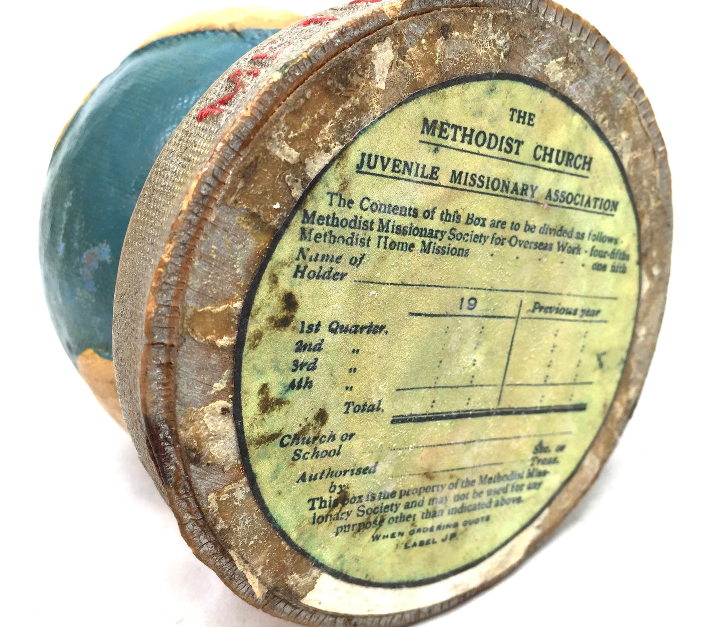 Antique Papier Mâché Methodist Church Missionary Collection Offering Box c.1950