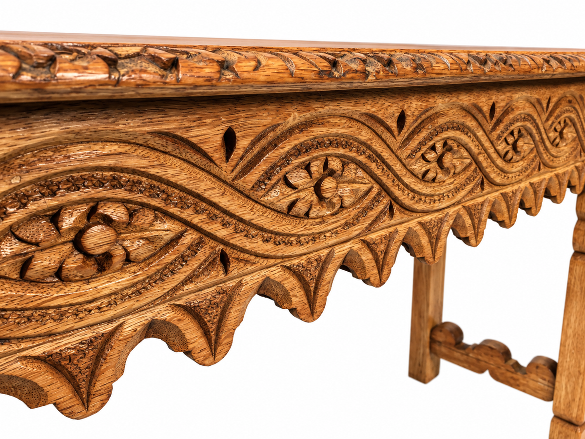 Antique 19th Century Carved Wooden Oak Entrance Hall Side Table Sideboard c.1890