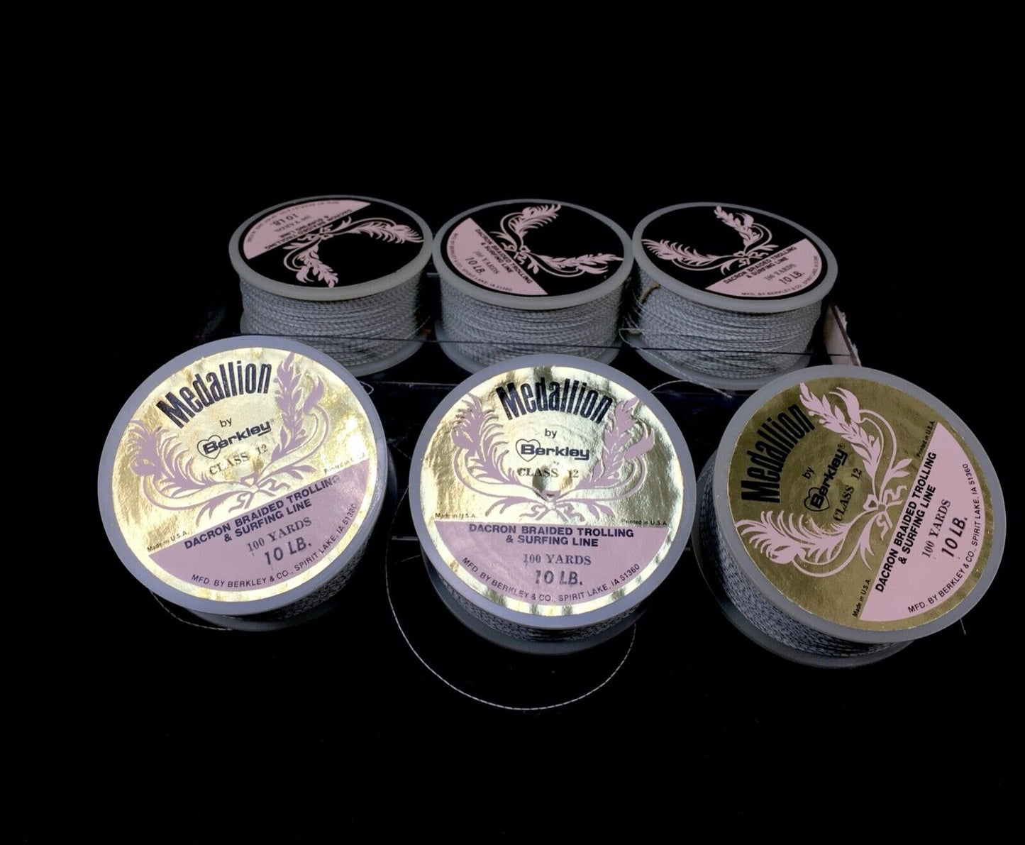 Vintage Set of Medallion Dacron Braided Trolling & Surfing Line / Fishing Spool