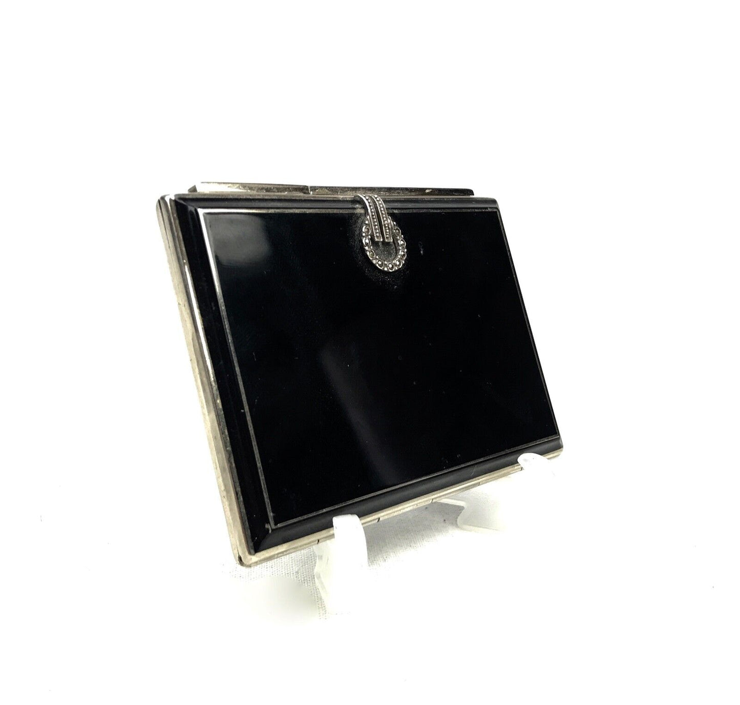 Art Dec Compact with Self Cleaning Mirror / Enamelled Case/ Power Compact