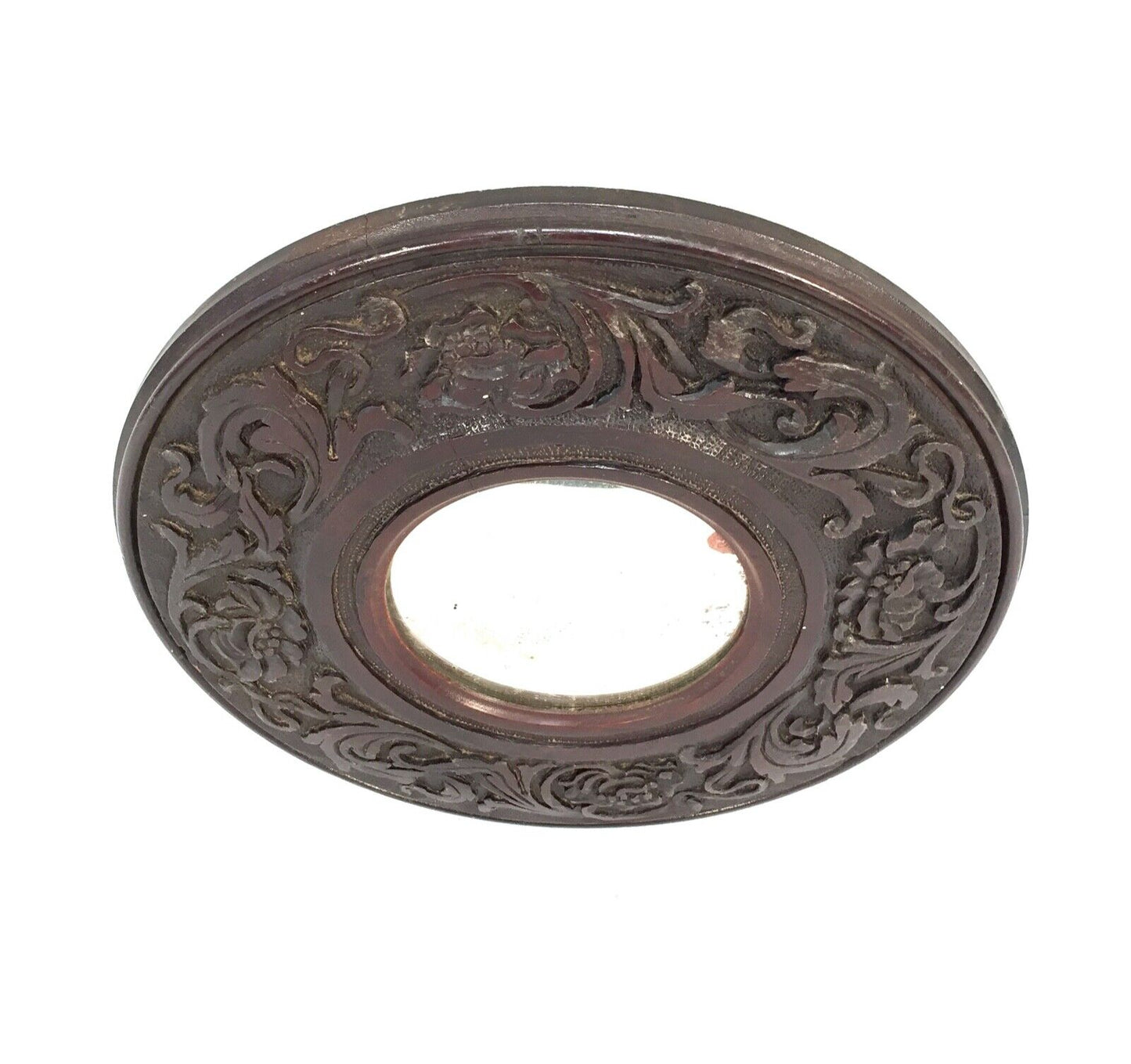 Antique Indian Hardwood Carved Cover Wall Mirror / Circular / Wall Hanging