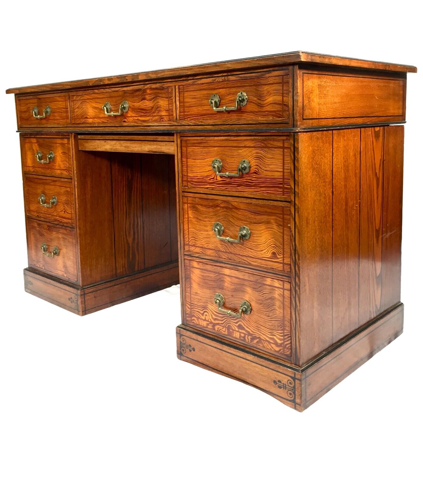Antique Victorian Pedestal Desk by Gillows Of Lancaster Aesthetic Movement c1890