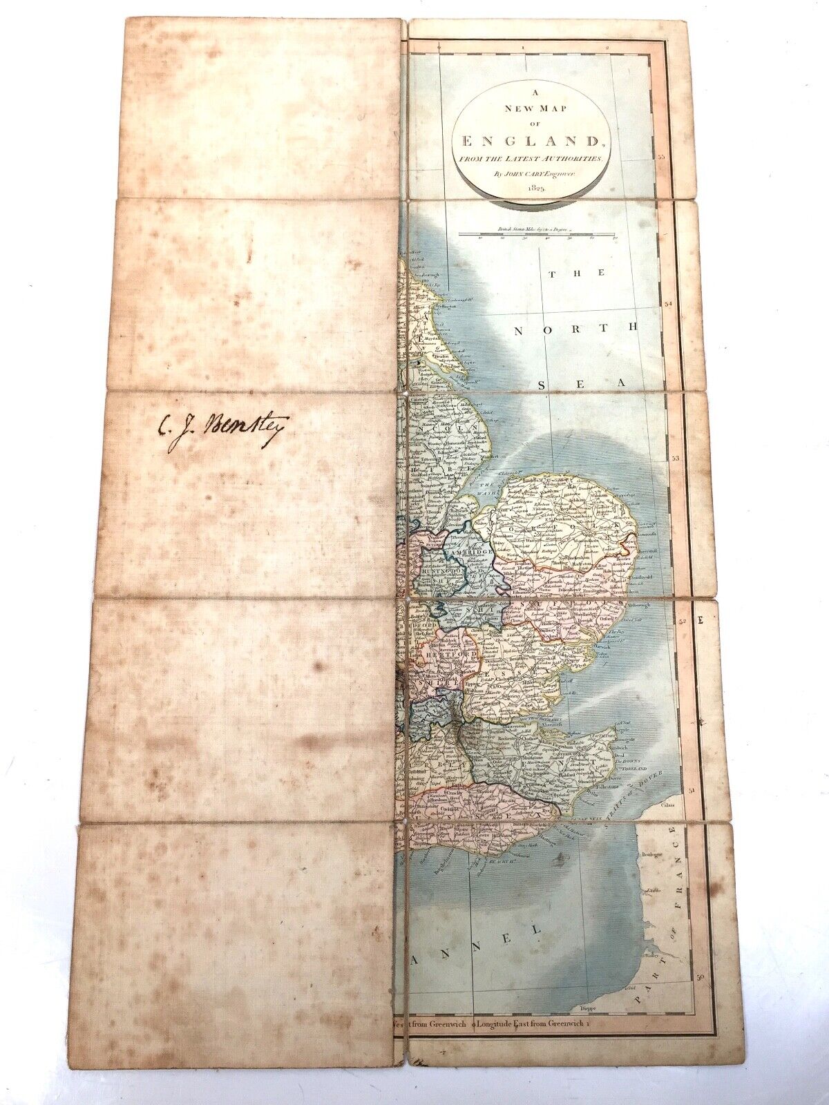 A New Map of England From The Latest Authorities By John Cary / Antique 1825