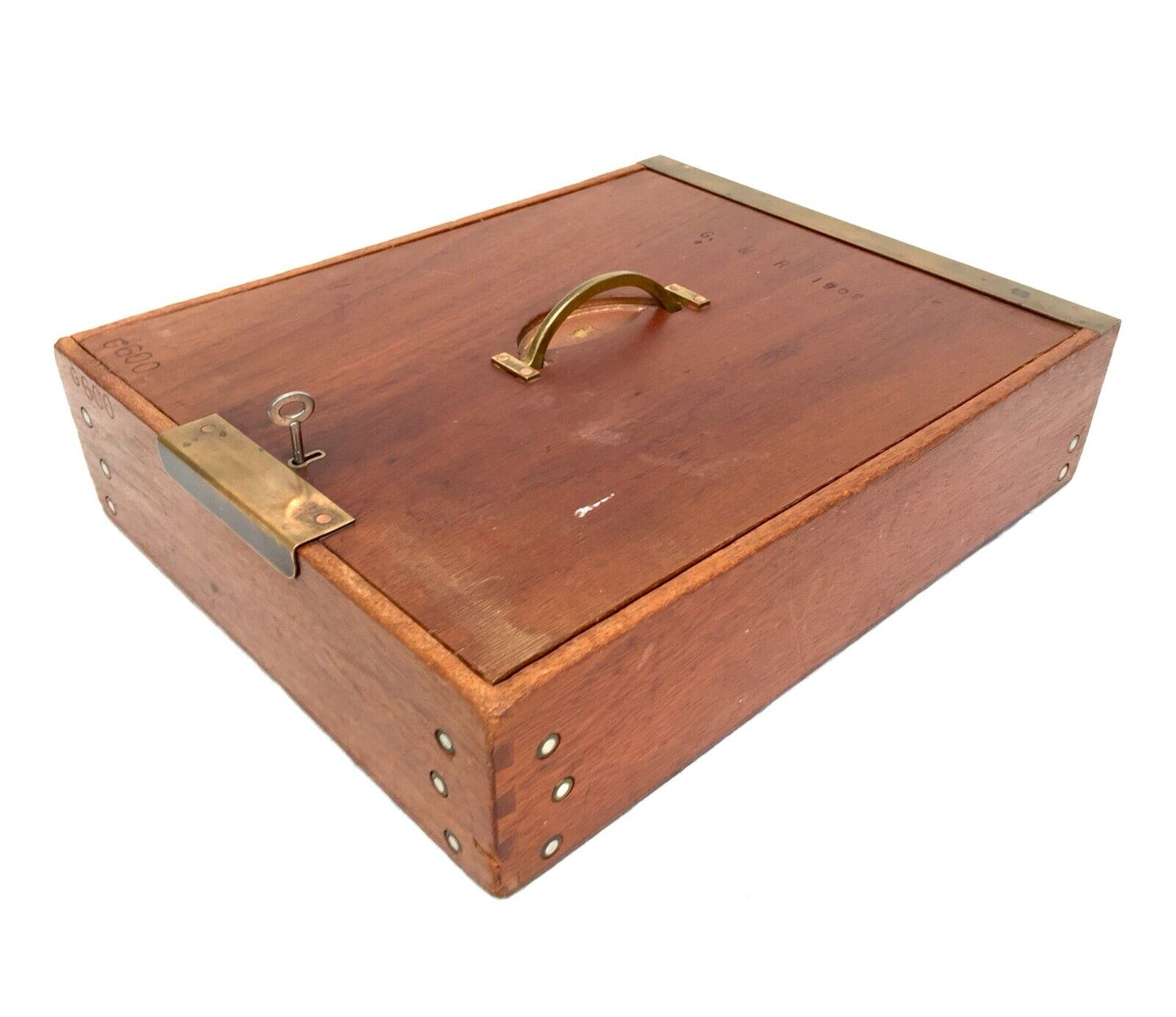Antique Great Western Railway GWR Ticket Officers Desktop Cash Box / Cabinet