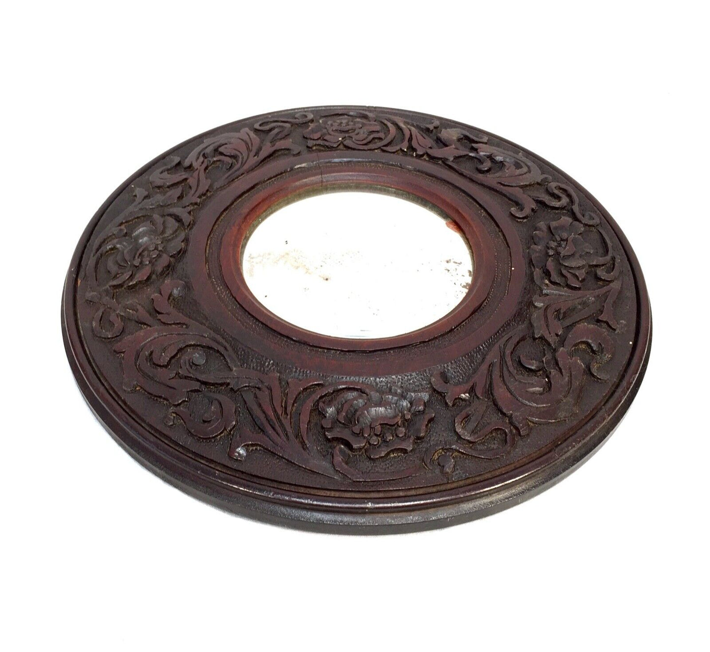 Antique Indian Hardwood Carved Cover Wall Mirror / Circular / Wall Hanging
