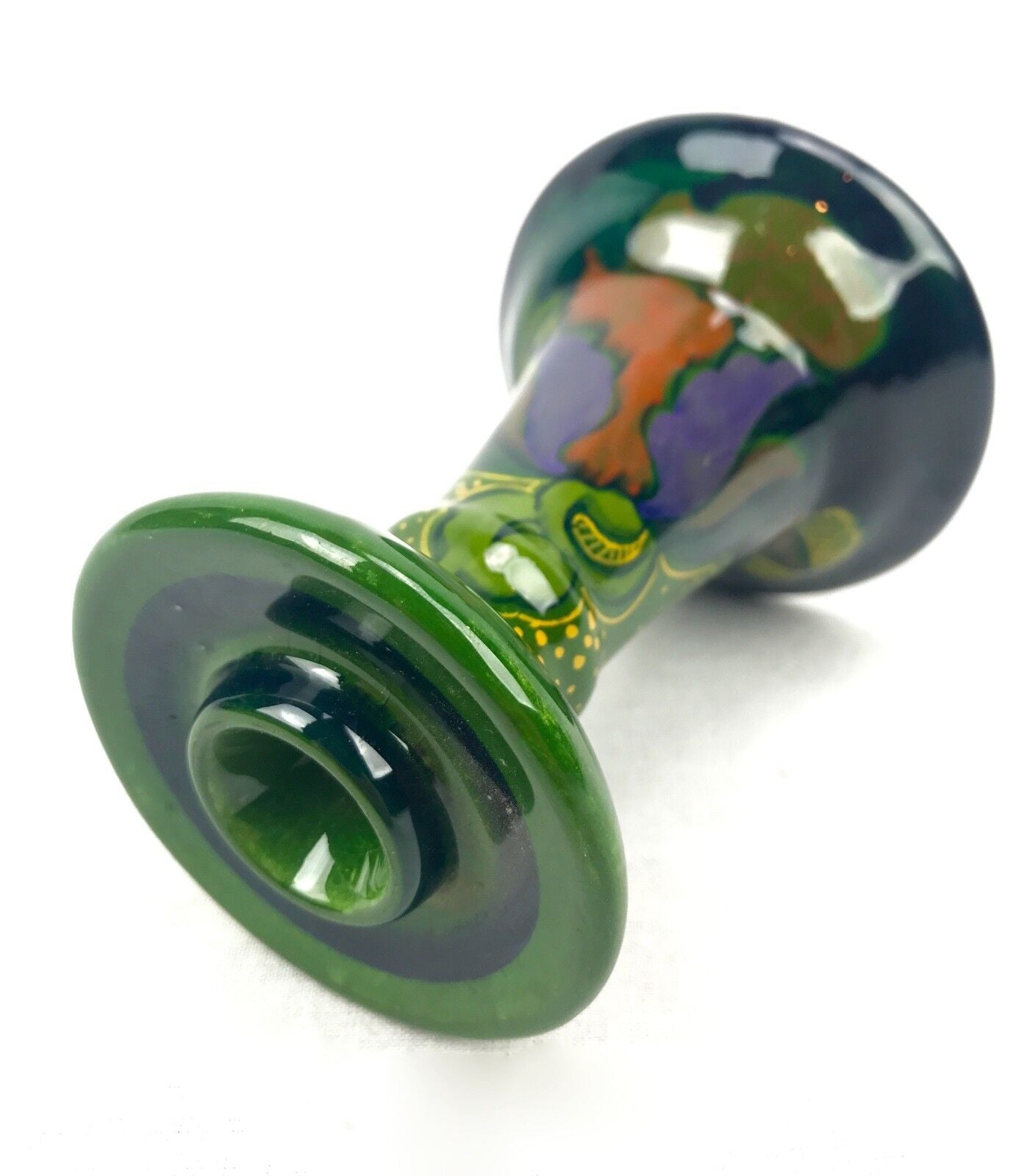 Gouda Pottery Candle Stick Holder / Vase / Art Deco / High Glaze / Green Blue