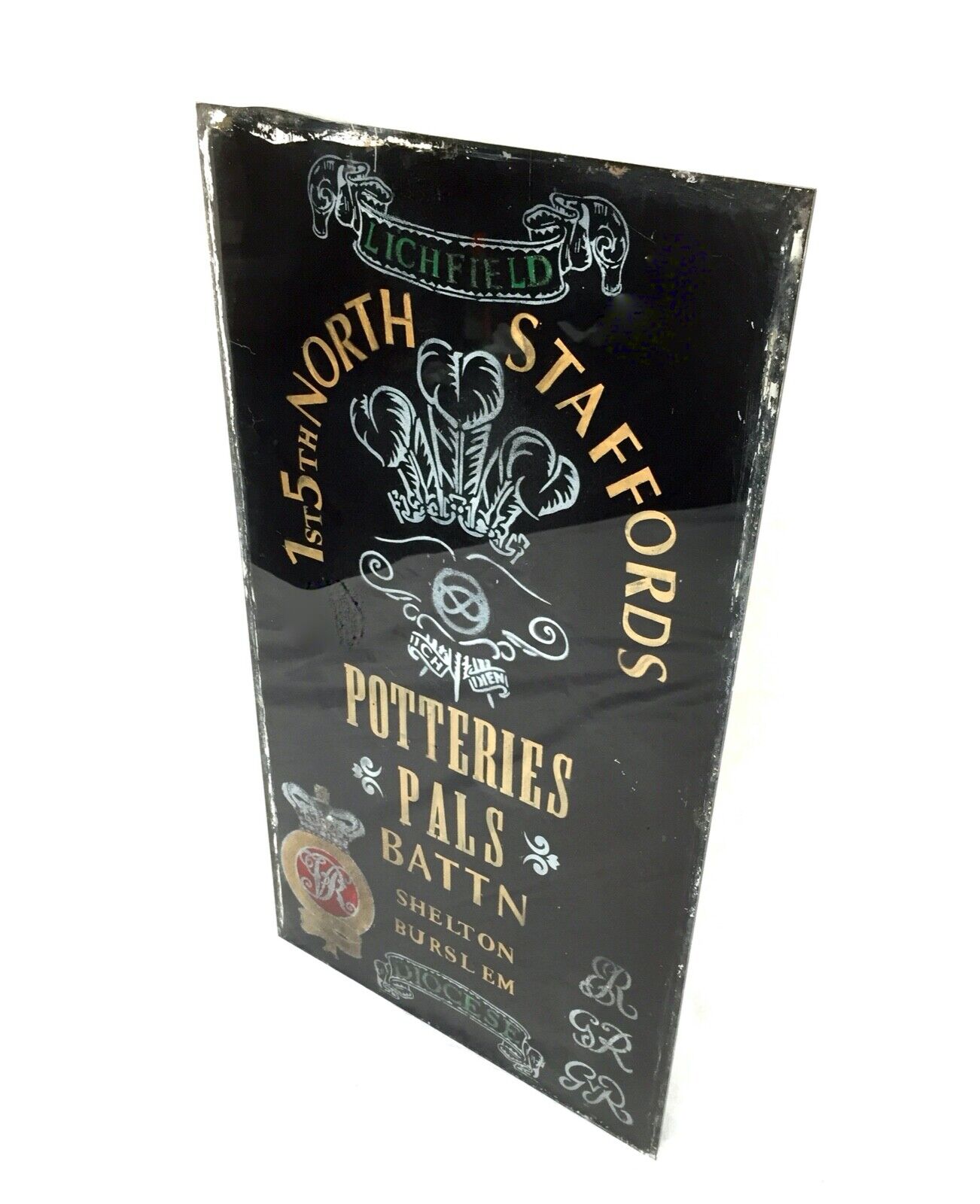 Antique Advertising - 1930s Staffordshire Potteries Glass Shop Window / Sign