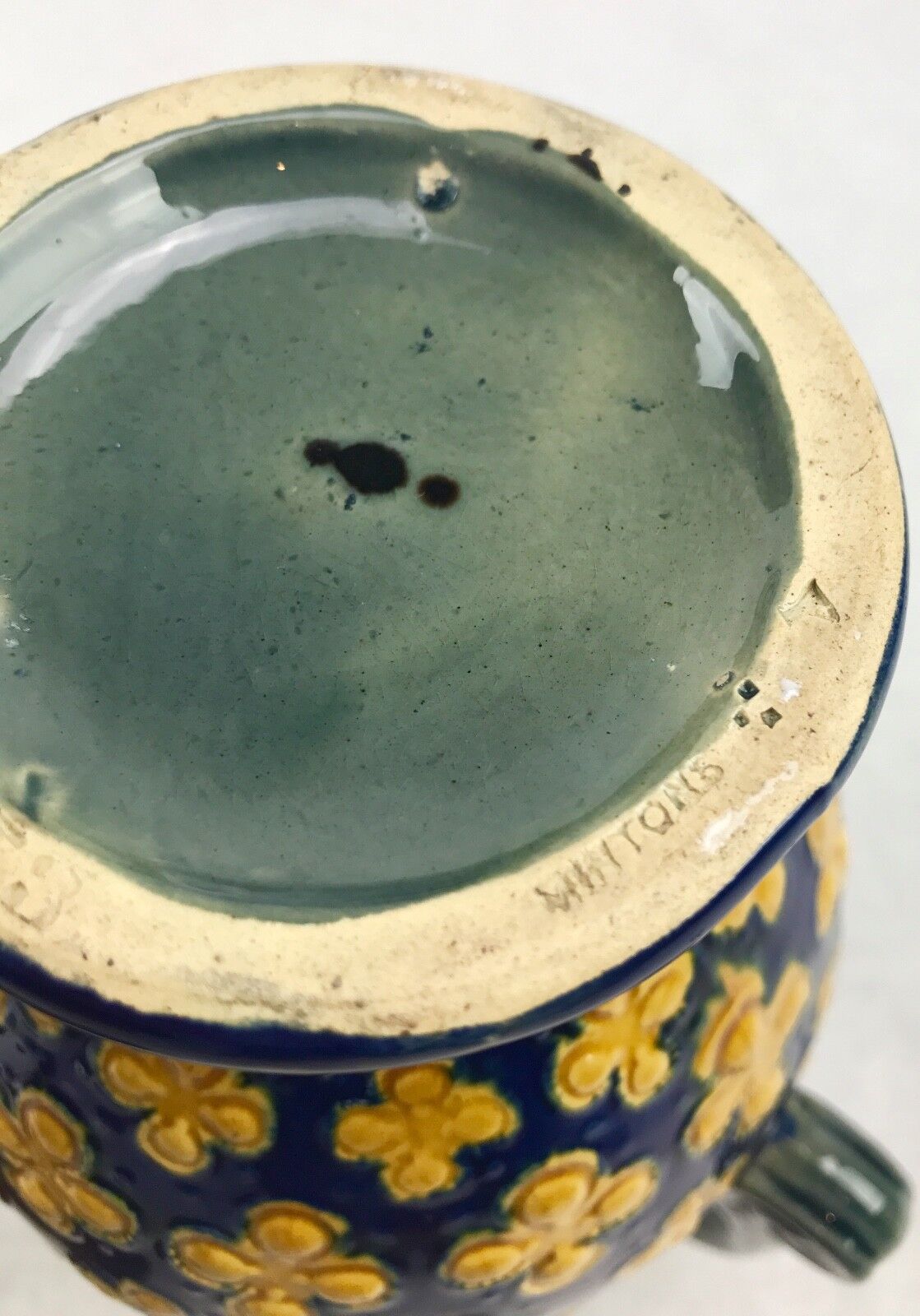 Antique Minton Majolica Jug / Victorian / Blue And Yellow / 19th Century