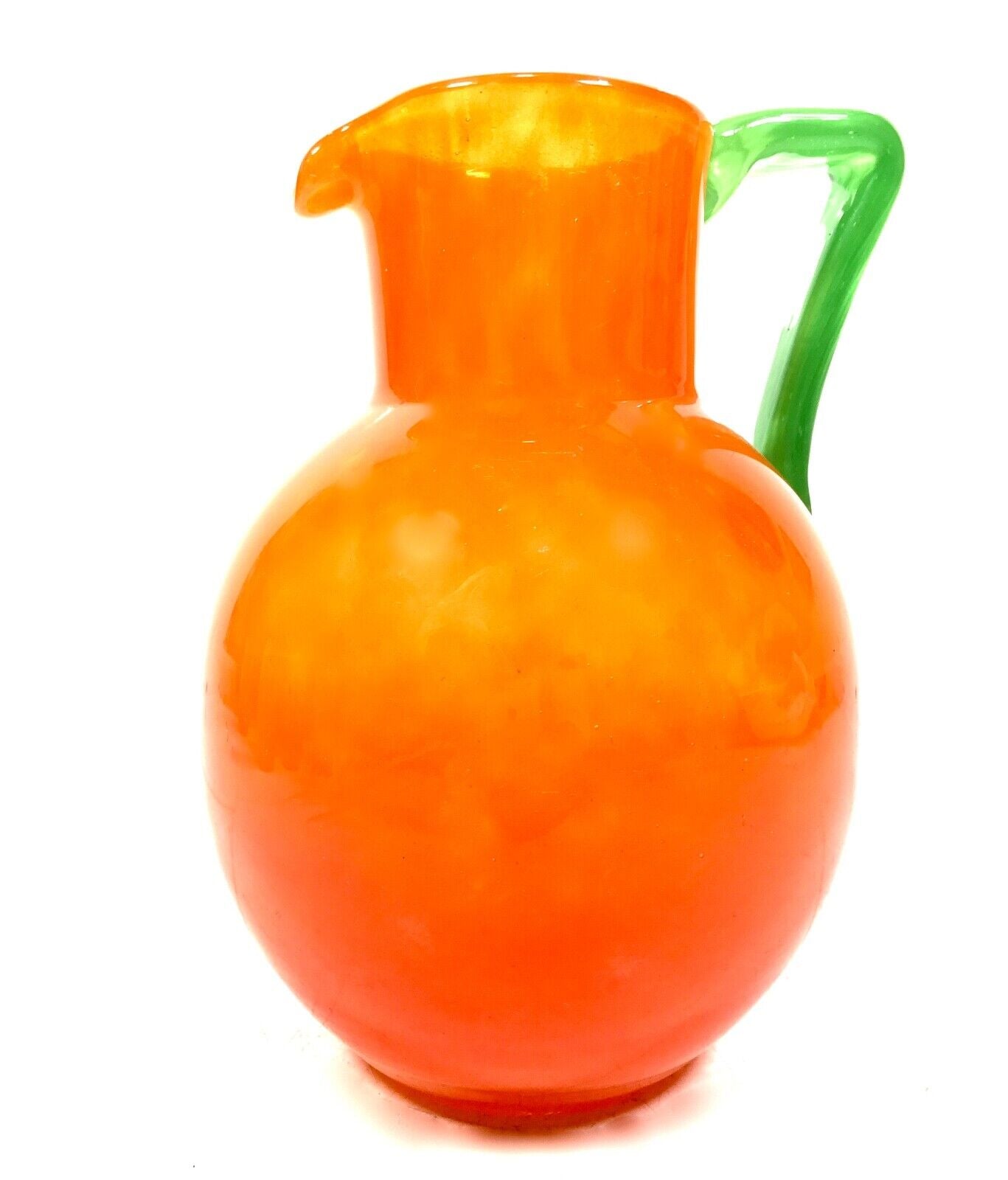 Art Deco Charles Schneider Orange Tango Glass Lemonade Jug & Tumbler Set Antique