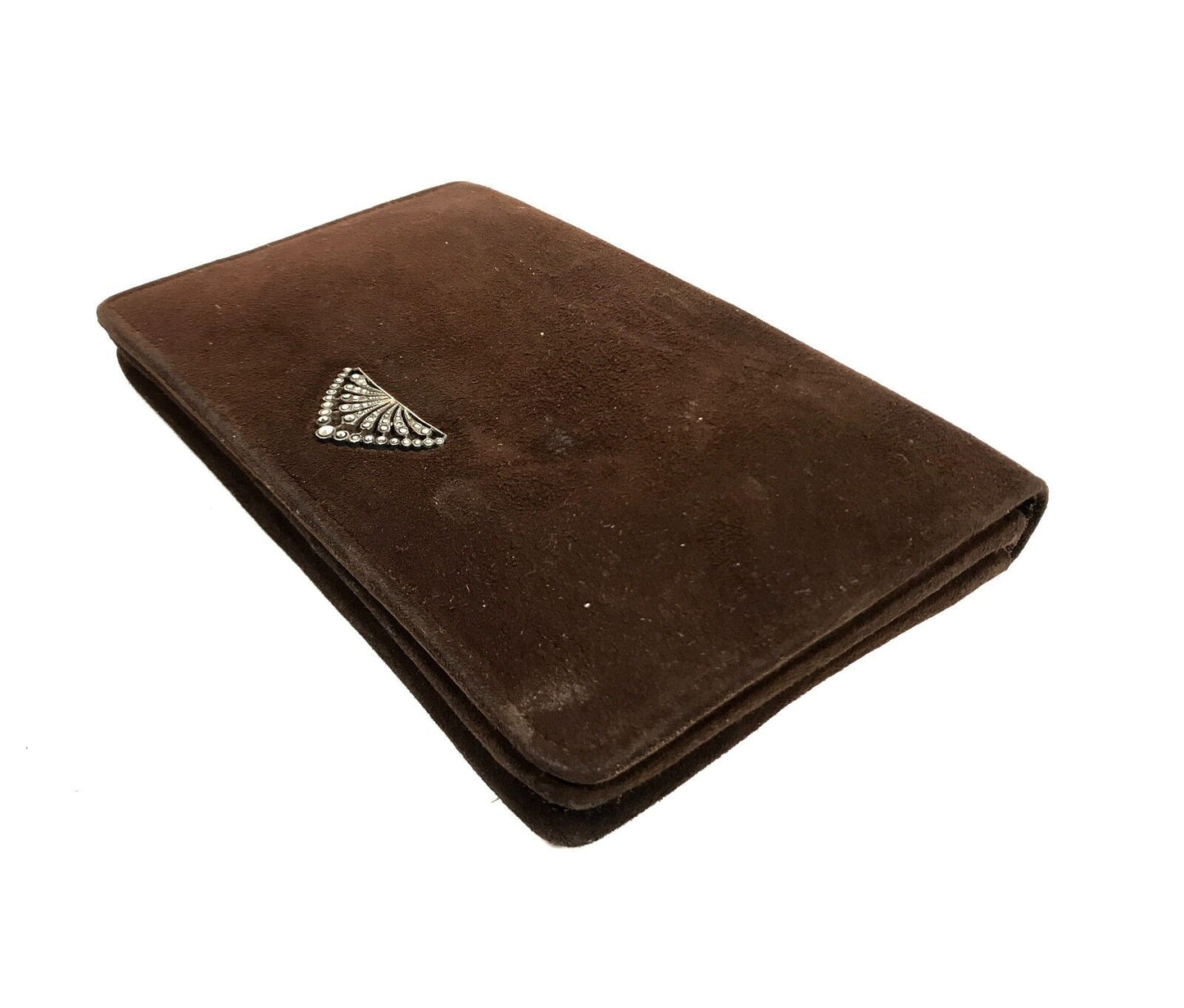 Vintage Ladies Vanity Carry Clutch Bag / Purse / Handbag / Suede Material Brown