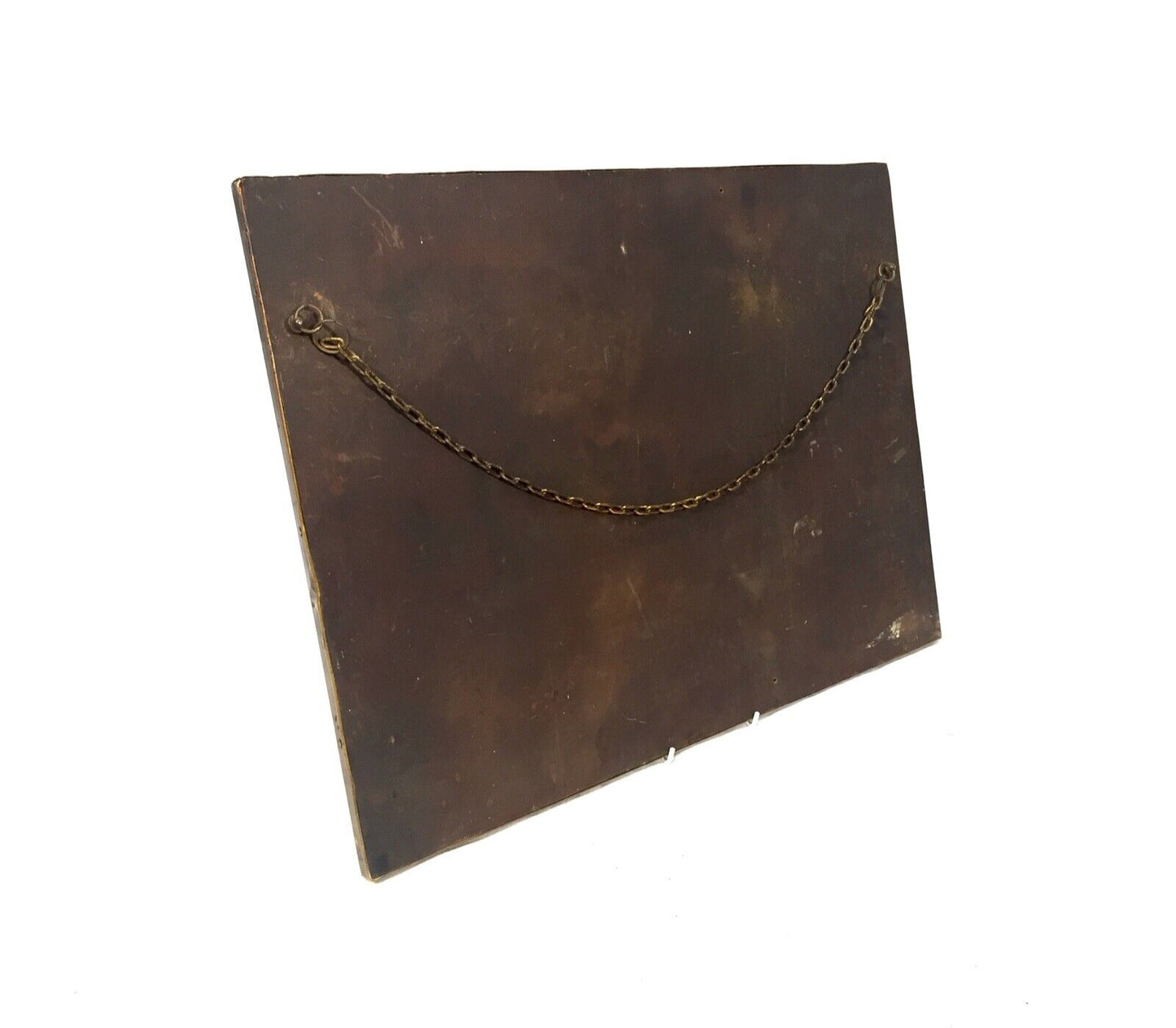 Antique Brass Framed Wall Hanging Mirror / Art Nouveau Style / 20th Century