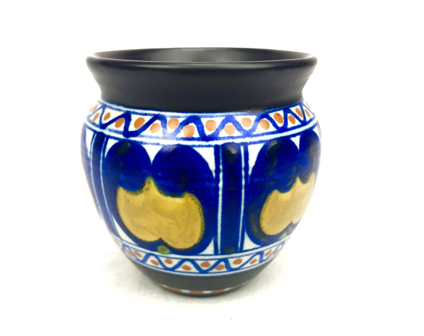 Gouda Pottery / Vase / Bowl / Art Deco / Blue / Yellow / Brown / Antique