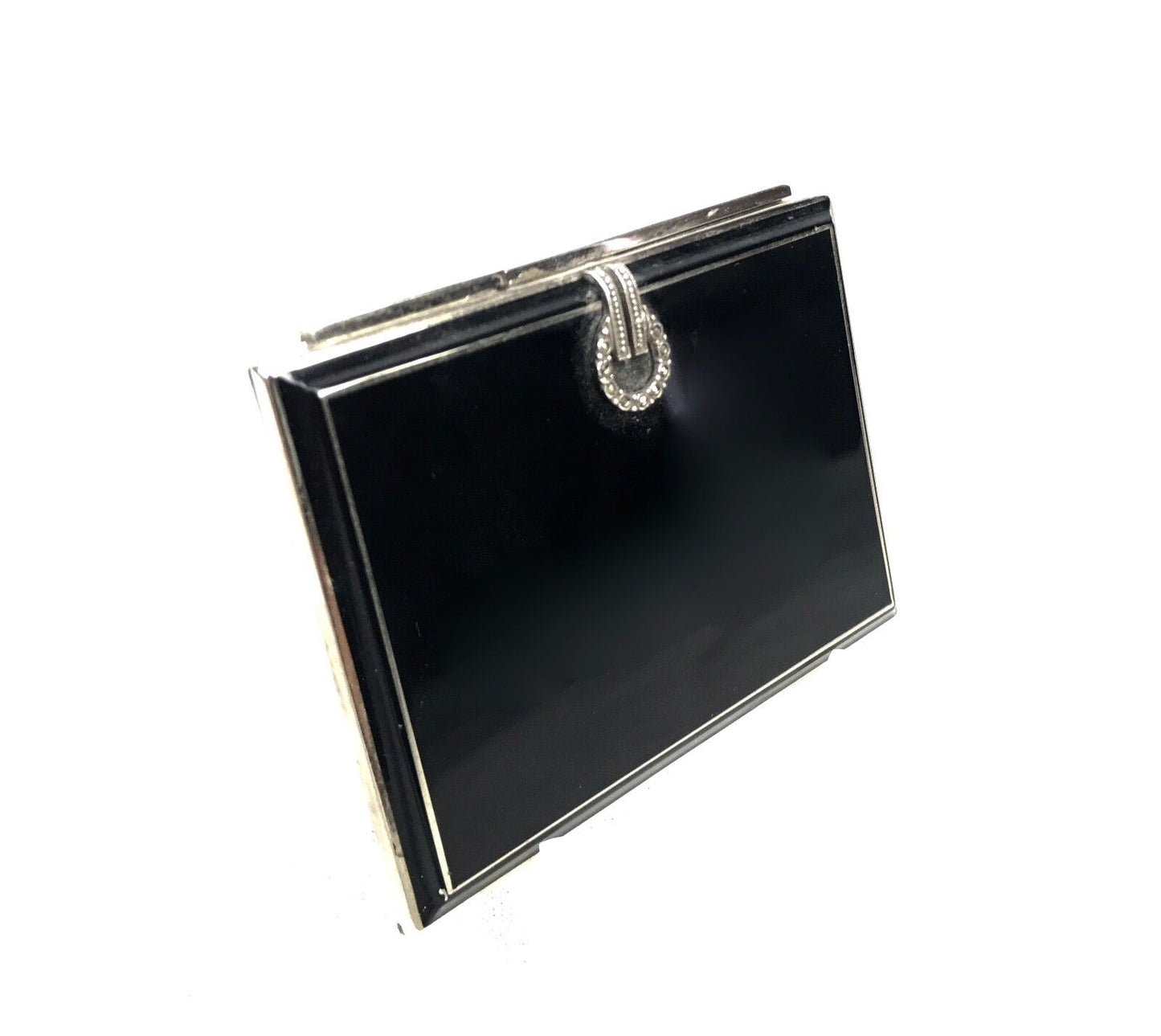 Art Dec Compact with Self Cleaning Mirror / Enamelled Case/ Power Compact