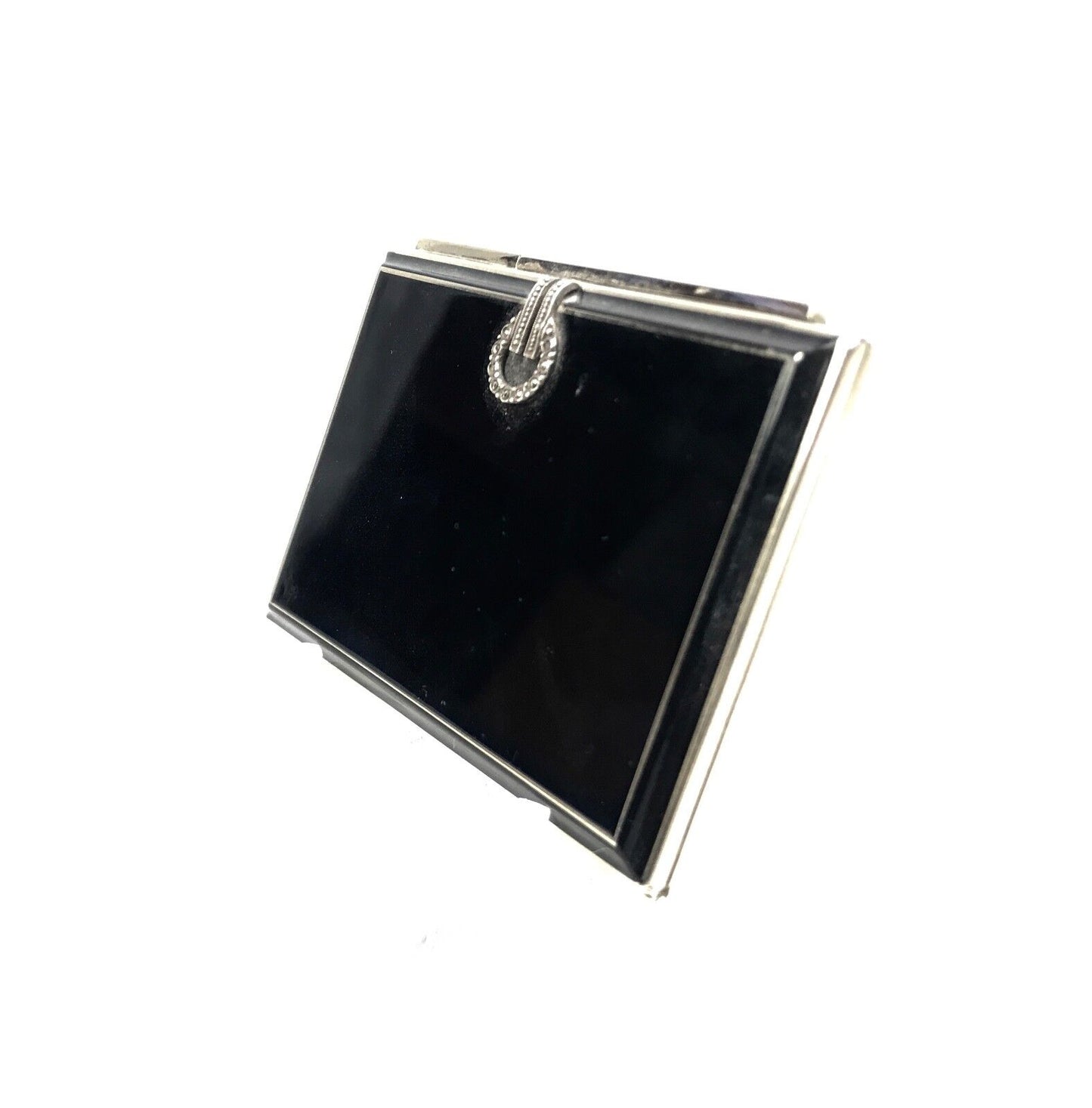 Art Dec Compact with Self Cleaning Mirror / Enamelled Case/ Power Compact