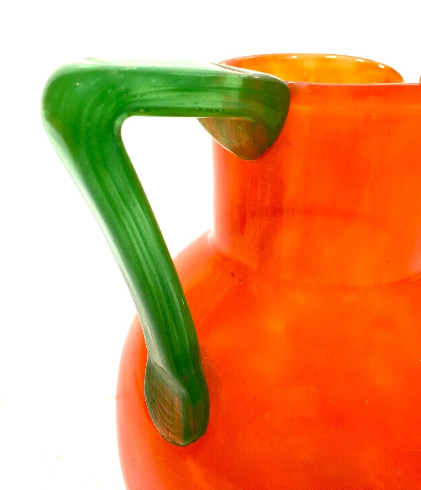 Art Deco Charles Schneider Orange Tango Glass Lemonade Jug & Tumbler Set Antique