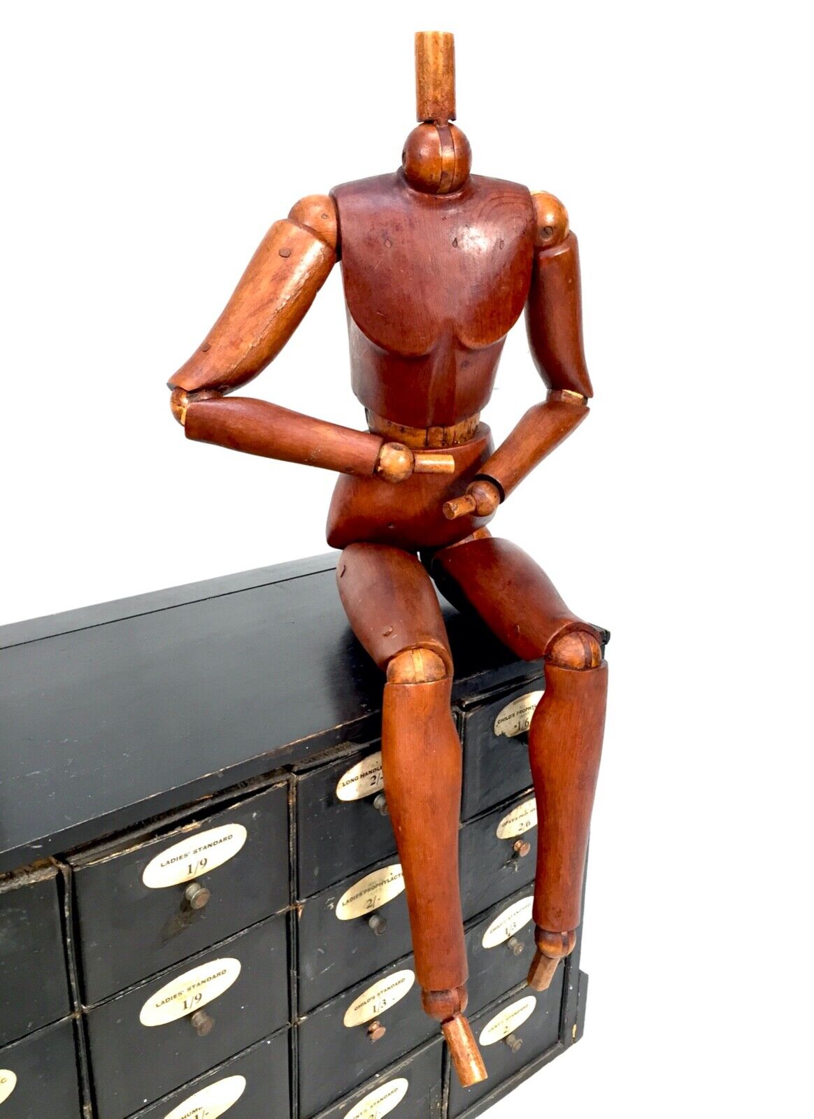 Antique Wooden French Articulated Artists Lay Figure & Head Collection c.1900
