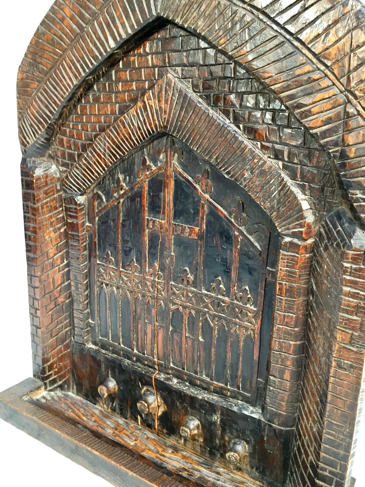 Antique Wooden Carved Fire Screen of Liskeard Pipe Well of St Martins c.1879