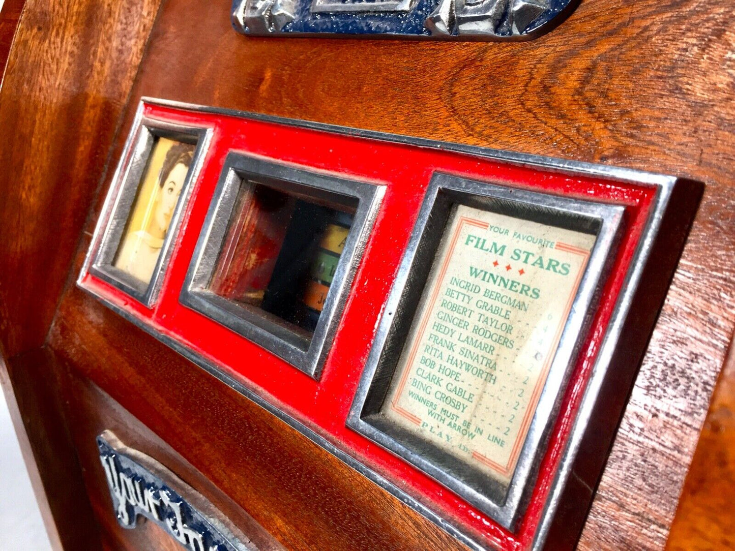 Antique One Arm Bandit Arcade Coin Operated Games Machine 'Film Stars' c.1940