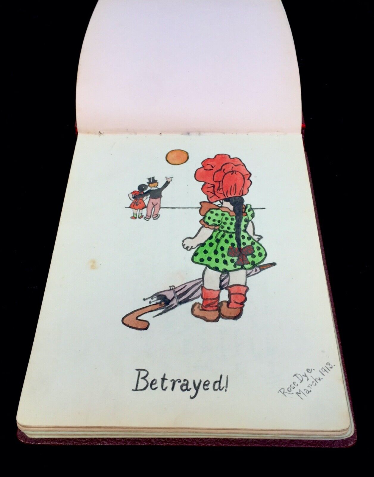 Antique Early 20th Century Leather Bound Sketchbook / Album / Artists Drawings