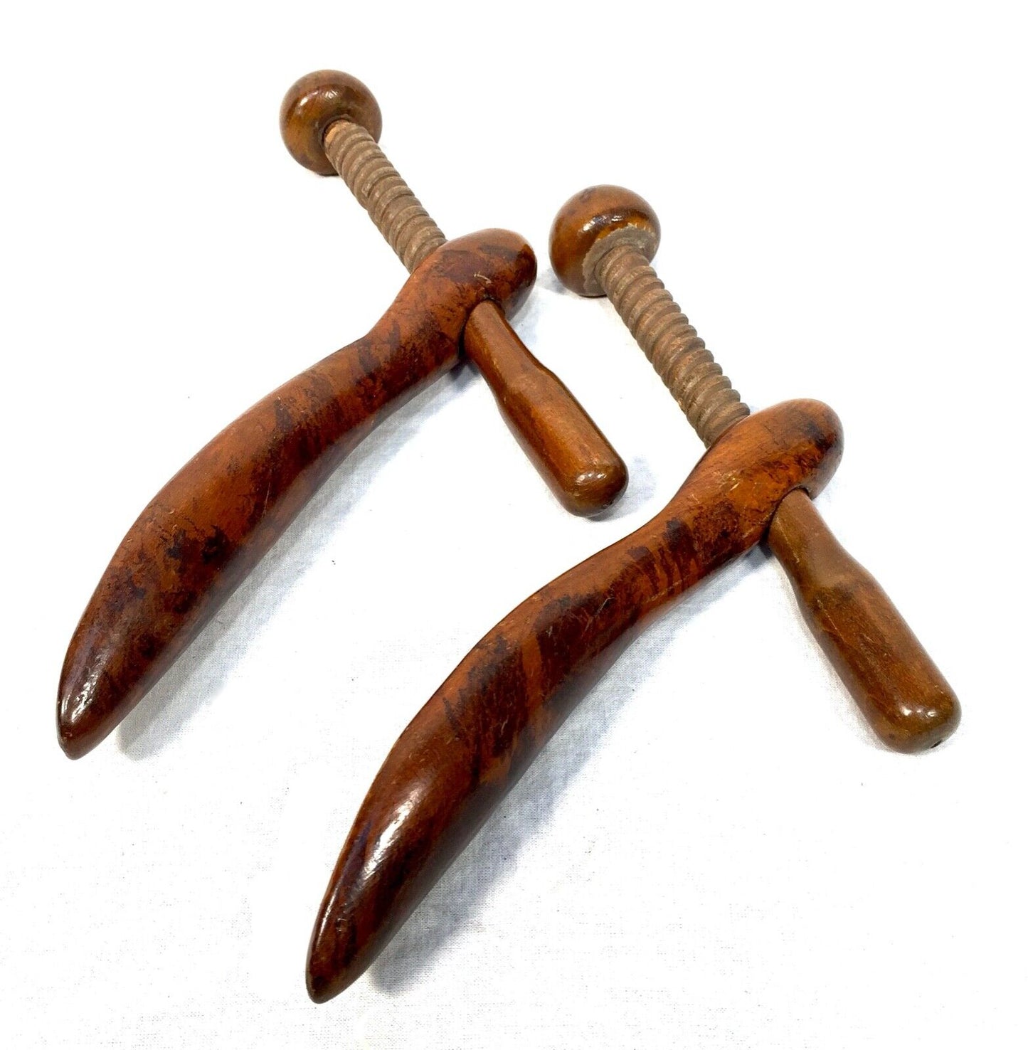 Antique Pair of Wooden Shoe Boot Trees Mens Medium Sized / Edwardian Stretchers