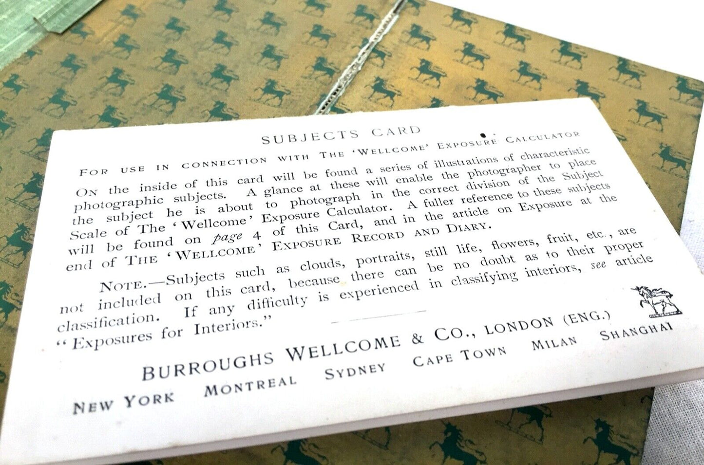 Antique Wellcome Photographic Exposure Record & Diary 1911 / Calculator Book