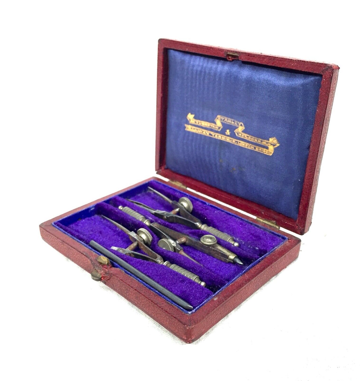 Antique Stanley Technical Drawing Instrument Set / Miniature Pocket Sized / Case