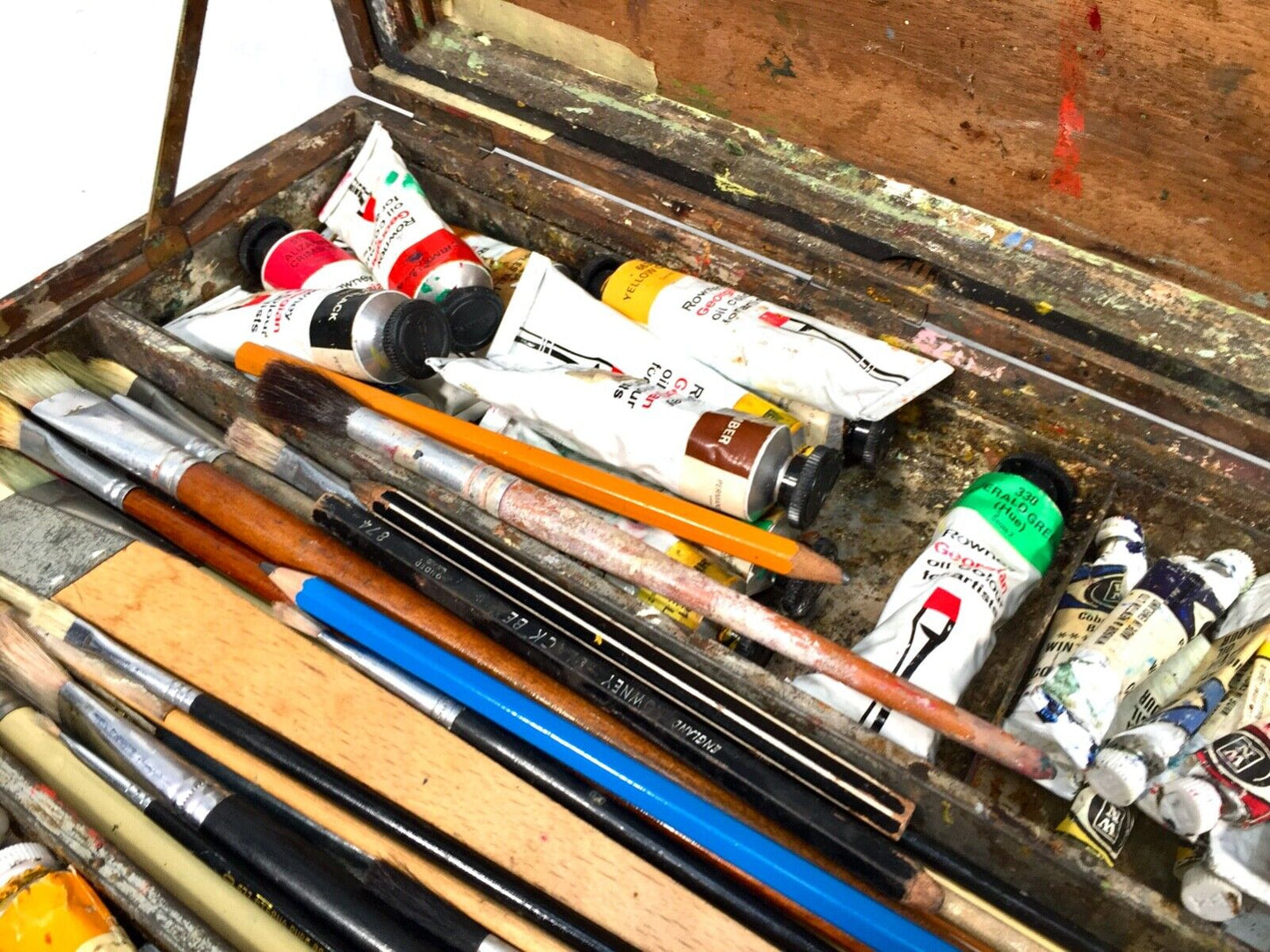 Antique French Artists Box by Bourgeois Aine Paris / Oil Paints Winsor & Newton