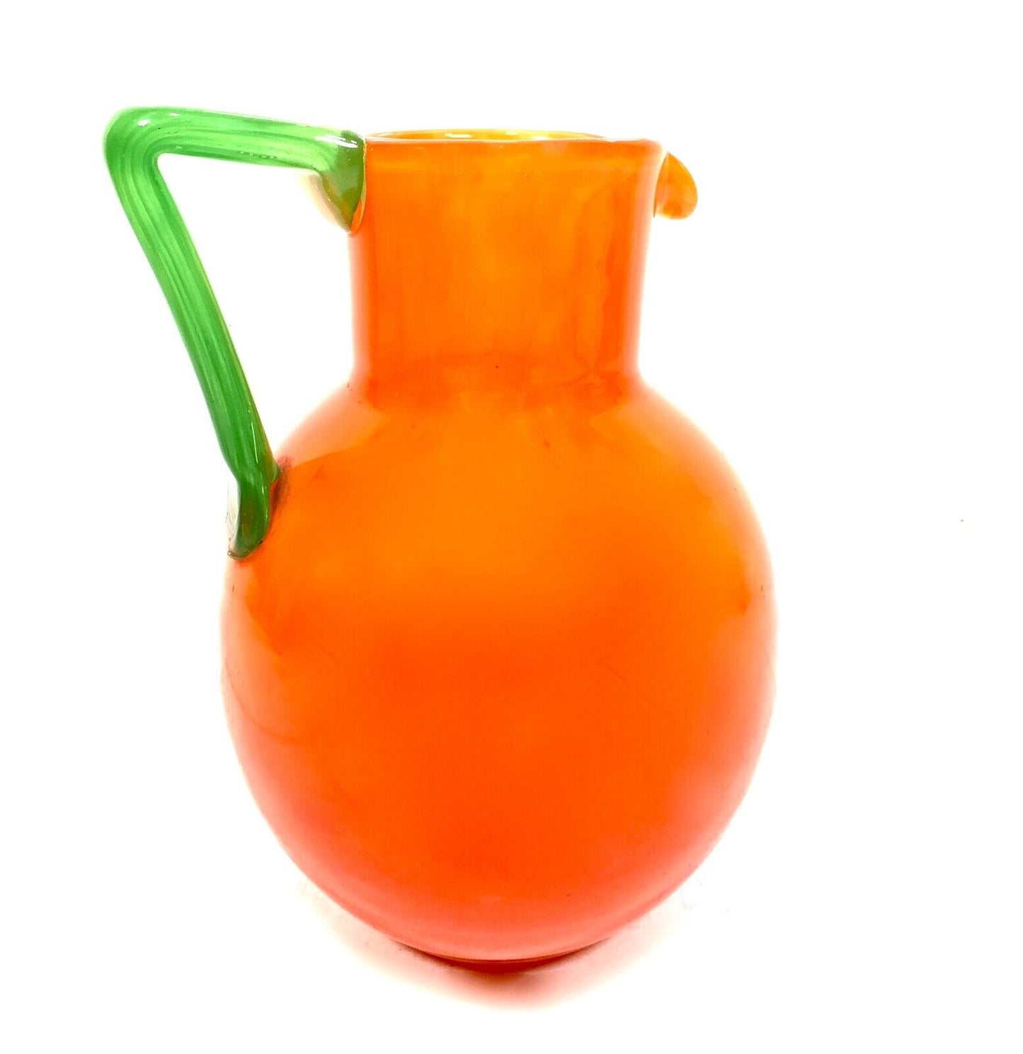 Art Deco Charles Schneider Orange Tango Glass Lemonade Jug & Tumbler Set Antique