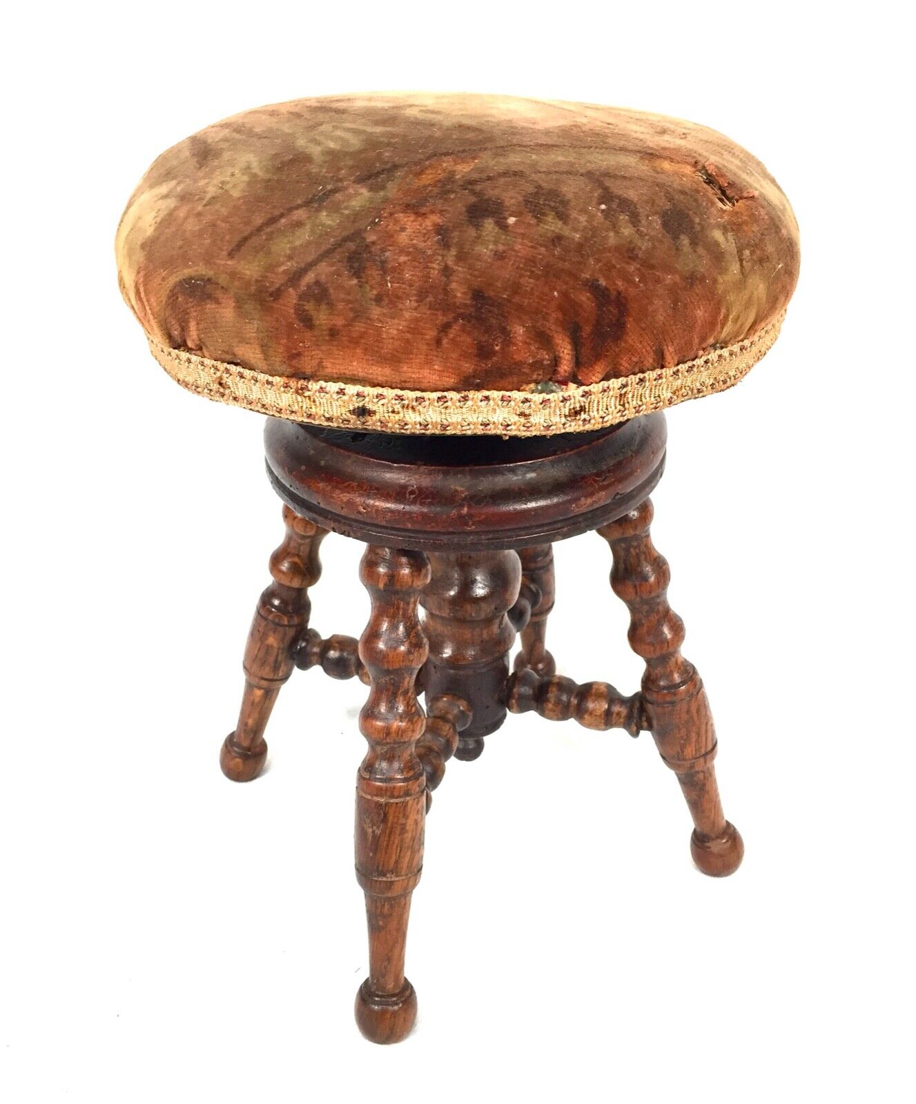 Antique Miniature 19th Century Wooden Oak Apprentice Piano Stool / Seat / c.1850