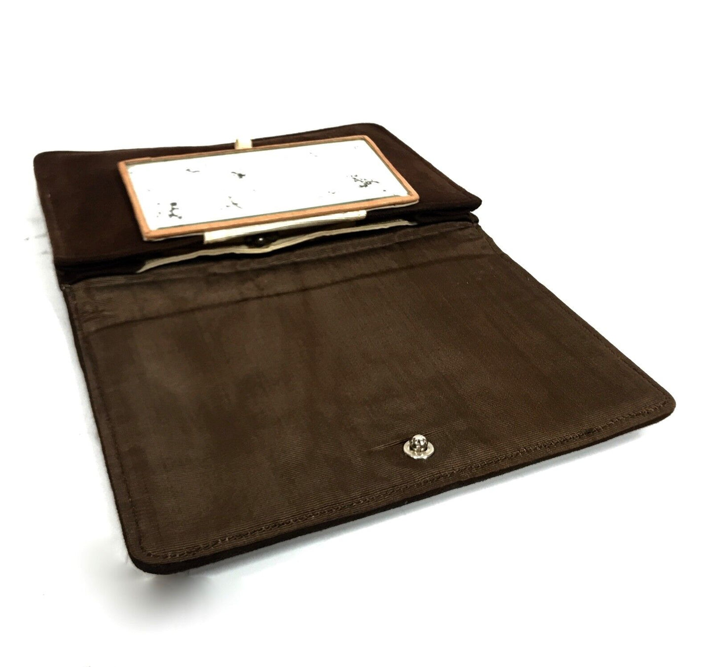 Vintage Ladies Vanity Carry Clutch Bag / Purse / Handbag / Suede Material Brown